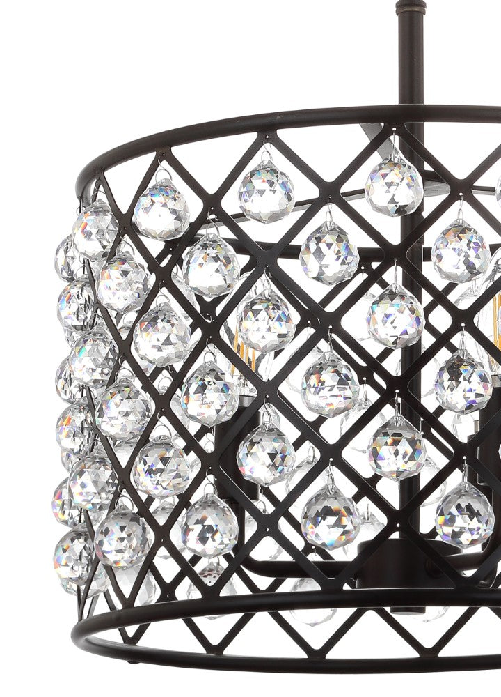 Gabrielle Crystal & Metal LED Pendant Light - Modern Ceiling Lighting Fixture for Dining Room, Bedroom, or Living Room Decor