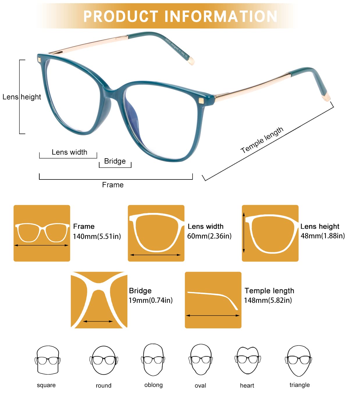DUCO Blue Light Blocking Glasses for Men & Women - Anti Eye Strain Computer Glasses, Gaming Glasses with UV Protection - Reduce Digital Fatigue for Office Work, Reading & Screen Time (Model DC5209)
