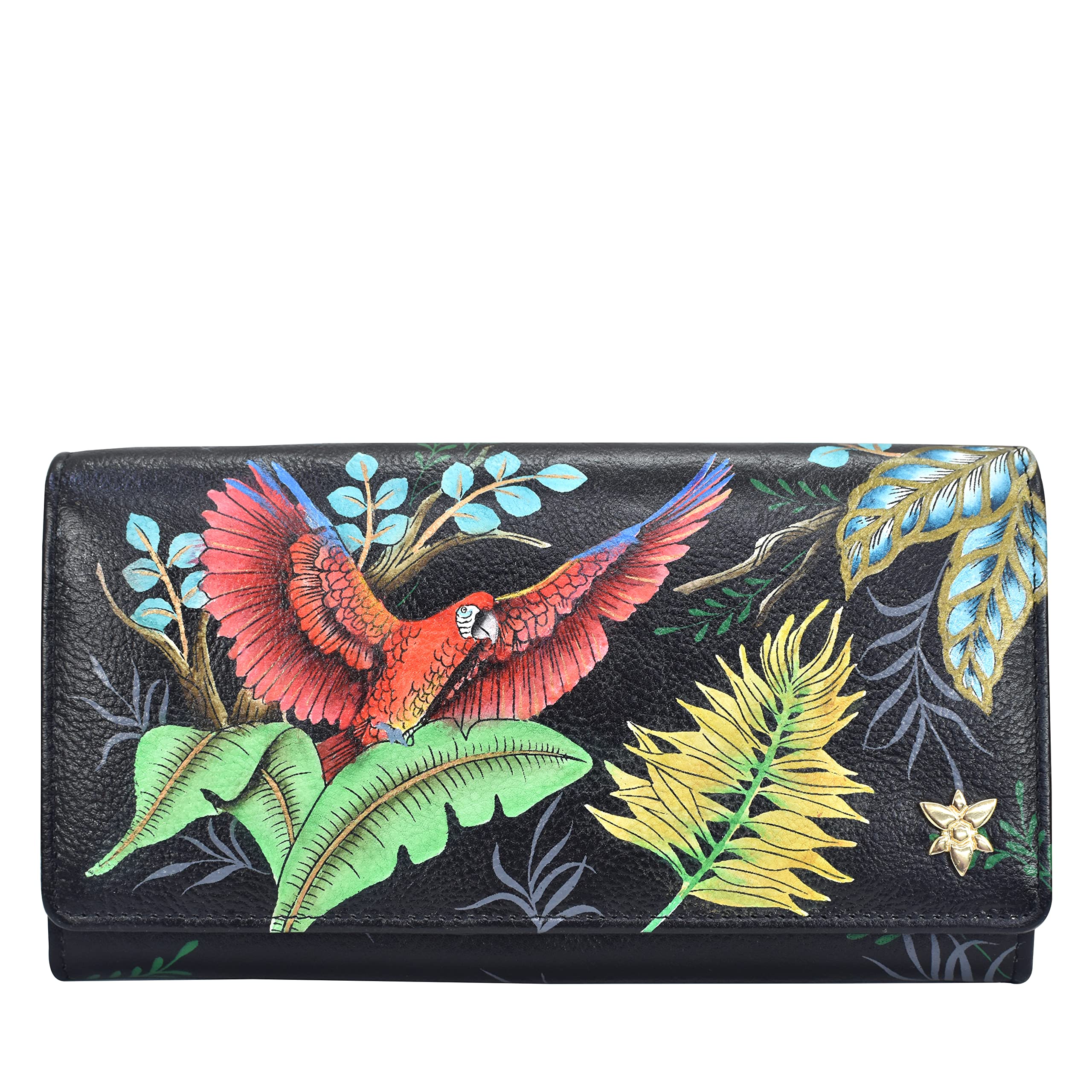 Anuschka Women's Hand-Painted Genuine Leather RFID Blocking Accordion Flap Wallet - Stylish & Secure for Travel, Shopping & Everyday Use