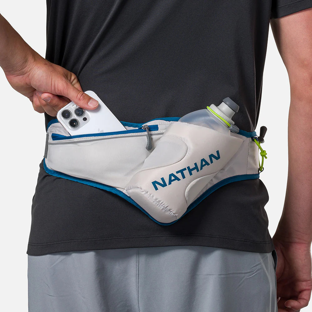 Peak Hydration Waist Pack - Lightweight Running Belt with Water Bottle Holder (Grey/Sailor Blue) - Perfect for Hiking, Jogging, Travel & Outdoor Activities