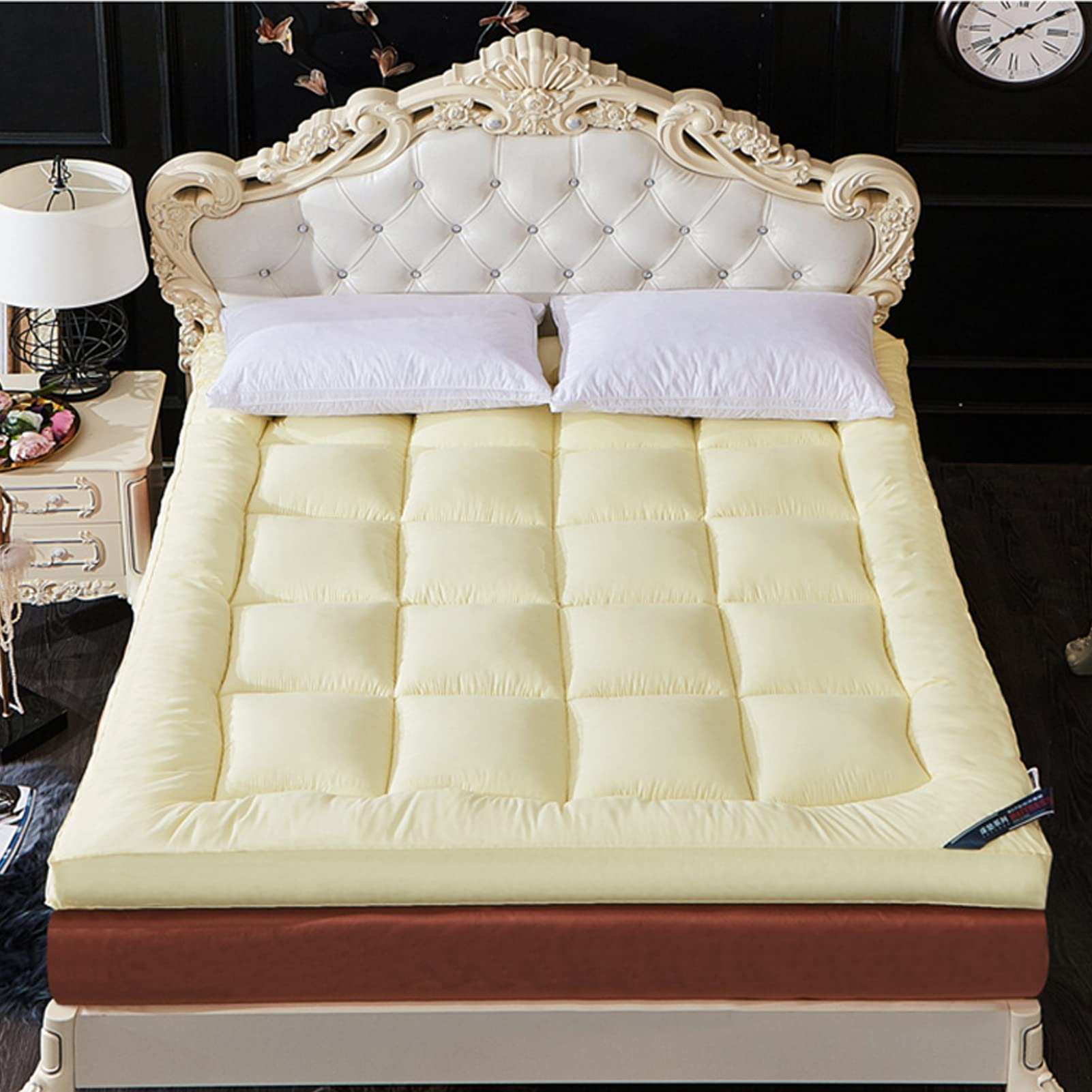 Japanese Futon Mattress - Thick Quilted Roll Up Floor Mattress, Portable Tatami Sleeping Pad for Dorm, Camping & Guest Bed | Beige King Size | Perfect for Small Spaces, Sleepovers & Outdoor Adventures