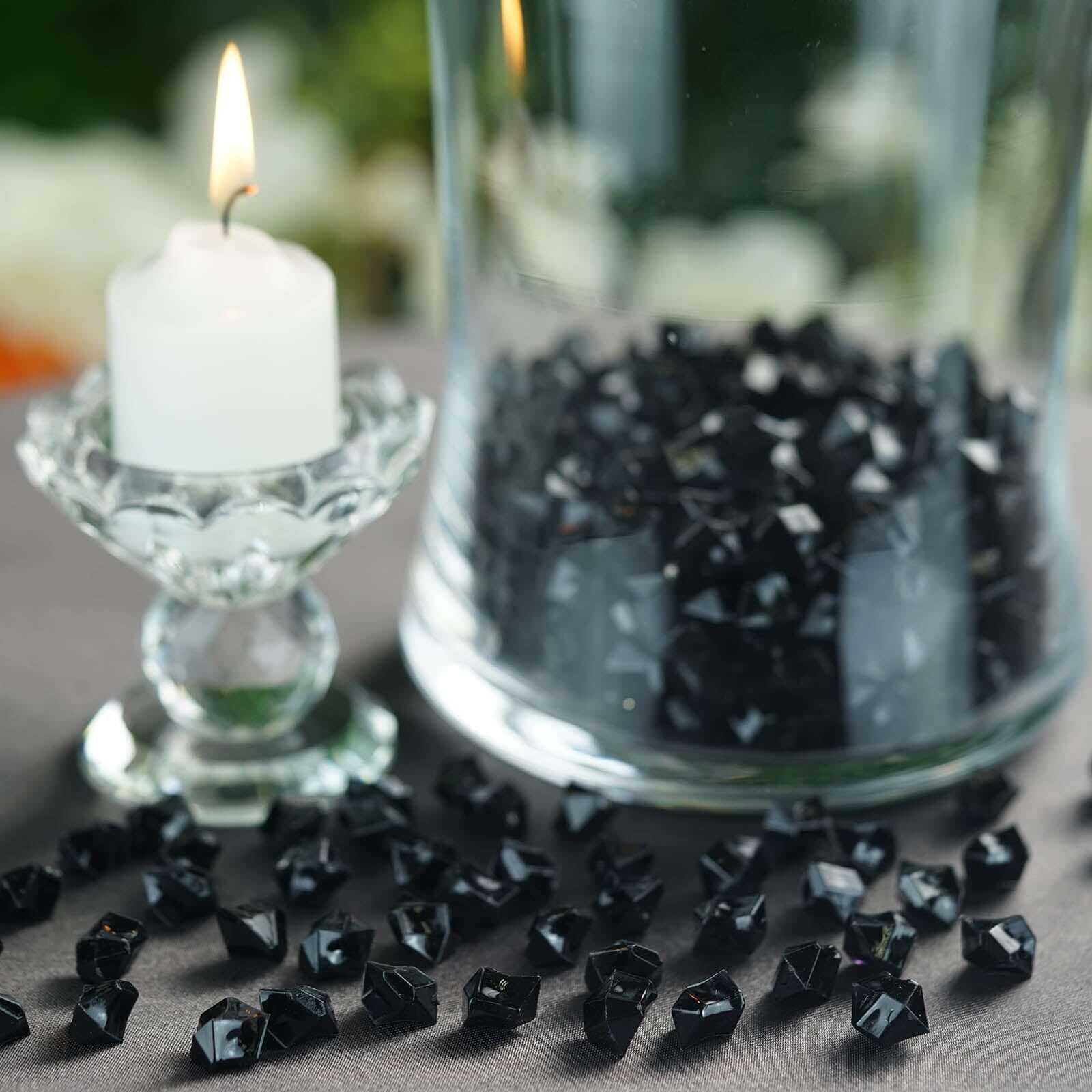 400 Pcs Black Mini Acrylic Ice Crystals - Vase Fillers, Table Scatters for Wedding, Banquet, Party Decorations - Elegant Centerpiece Accents for Tables, Floral Arrangements & Event Styling
