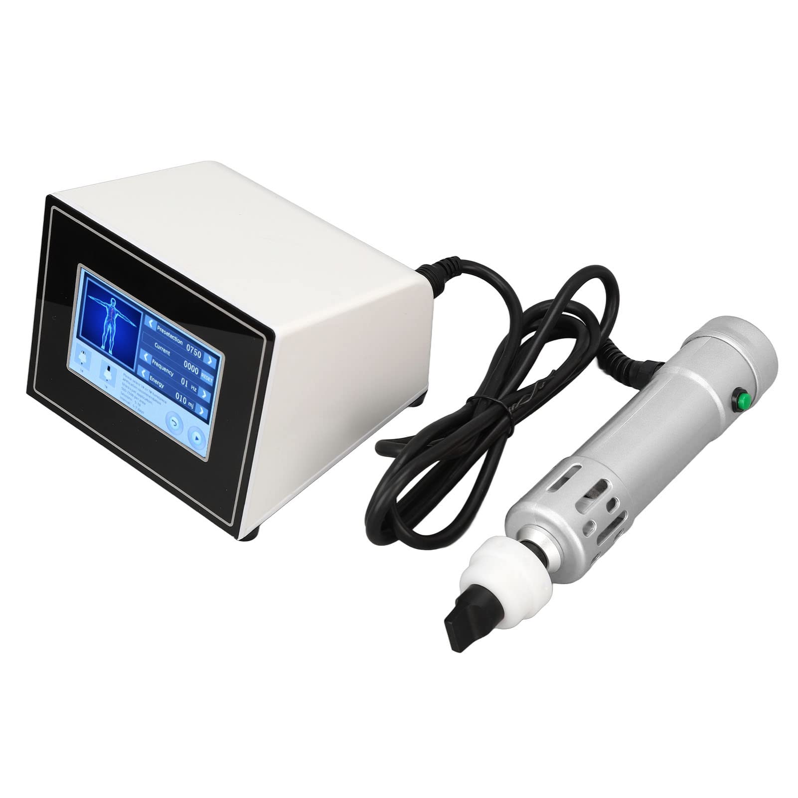 Adjustable Energy ED Shockwave Therapy Machine for Soft Tissue Pain Relief - 100-240V Silver Edition - Ideal for Home Use, Physical Therapy & Sports Recovery