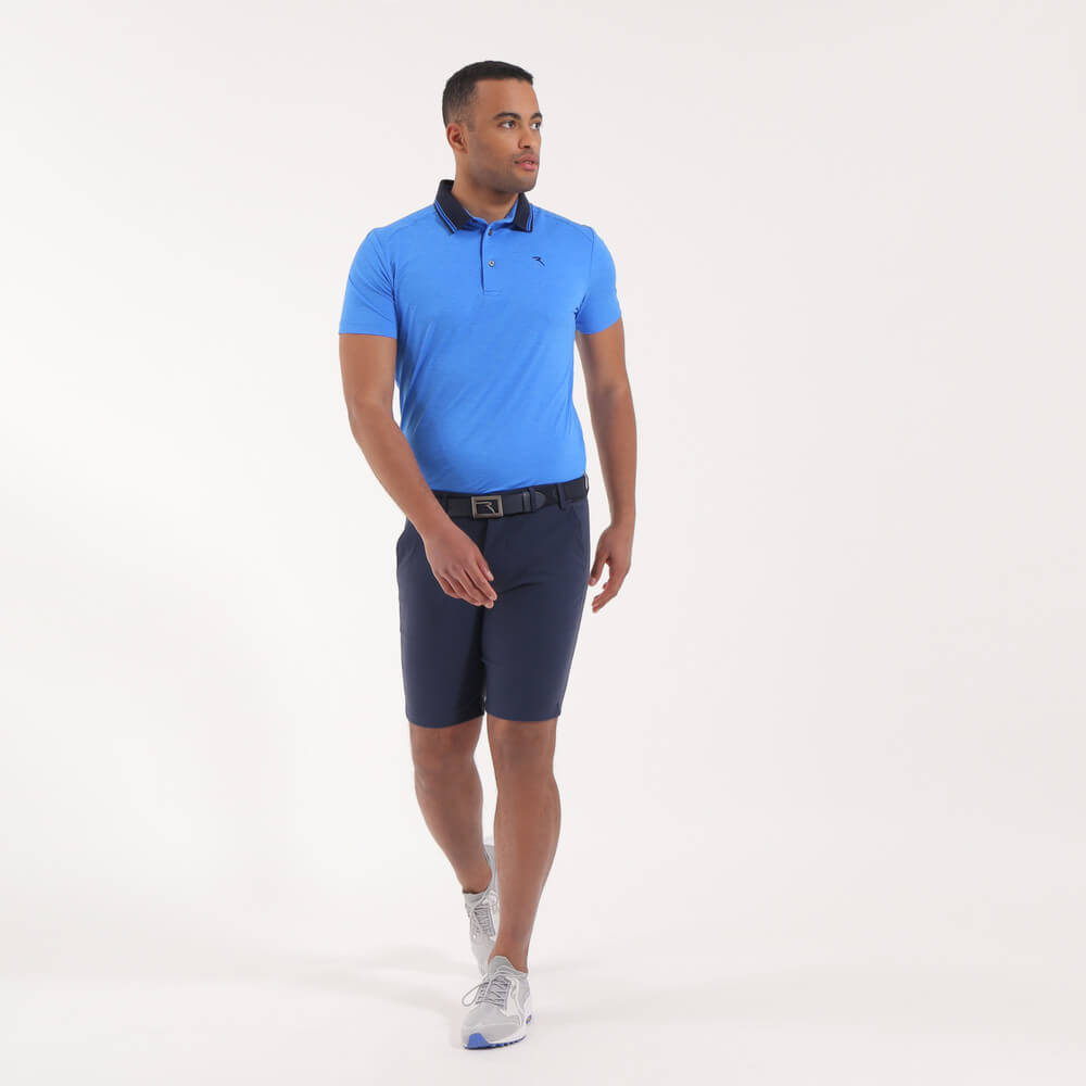 ALETTO Men's Lightweight Melange Sunblock Polo Shirt - UPF 50+ UV Protection, Breathable & Quick-Dry for Golf, Tennis & Outdoor Activities - Final Sale