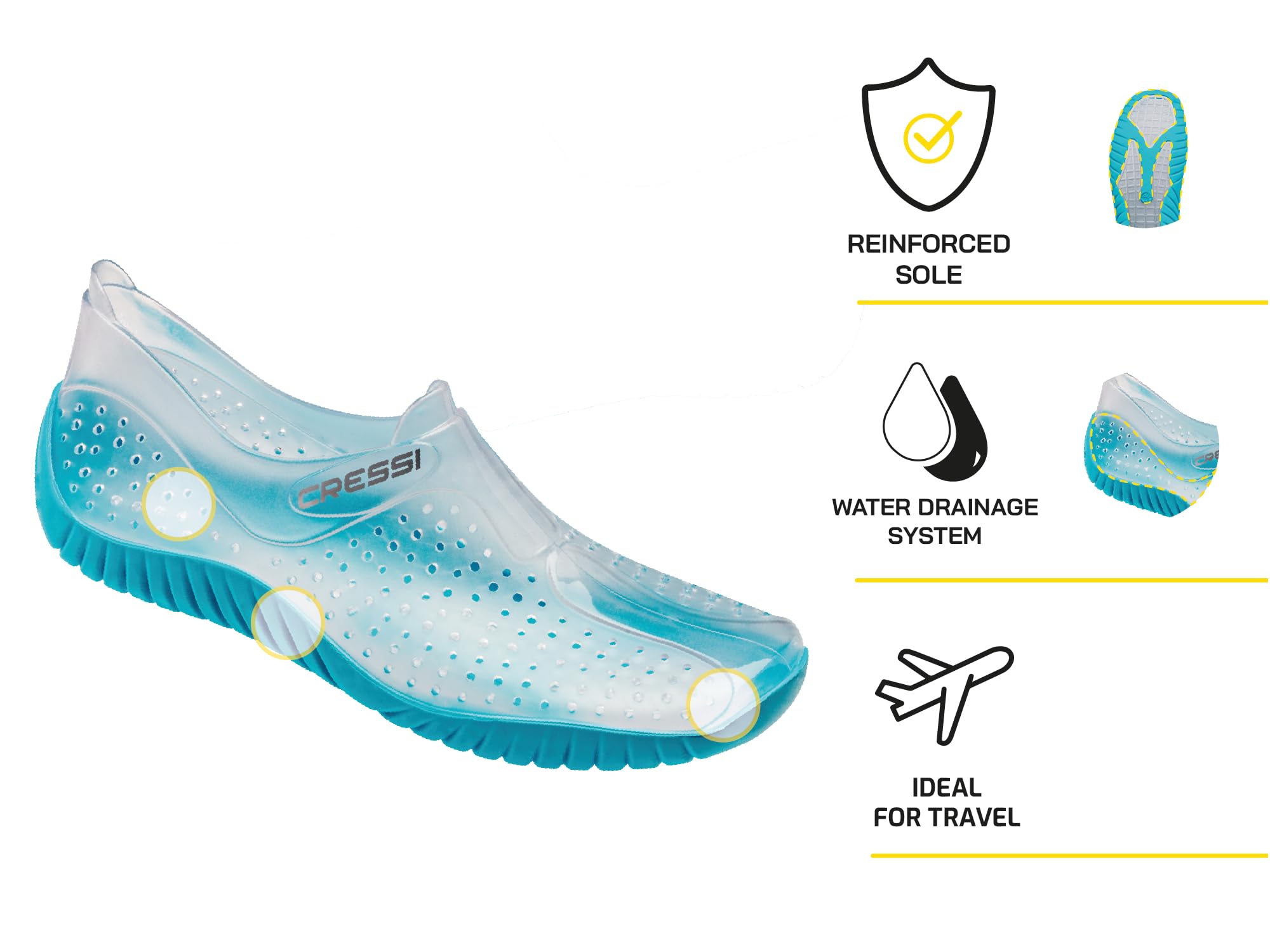 Cressi Water Shoes for Men & Women - Lightweight Quick-Dry Aqua Socks for Swimming, Beach, Surfing & Water Sports