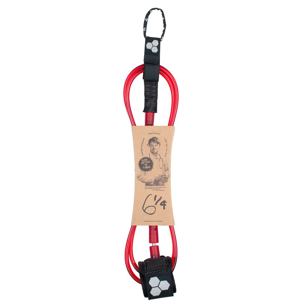 Dane Reynolds Standard Clear Red Surfboard Leash 6'1/4