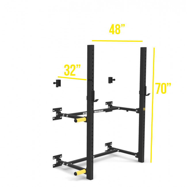 XM Fitness Wall Mounted Fold Up Rack V2 - Space Saving Home Gym Equipment for Strength Training & Workouts - Perfect for Small Spaces, Apartments & Garage Gyms