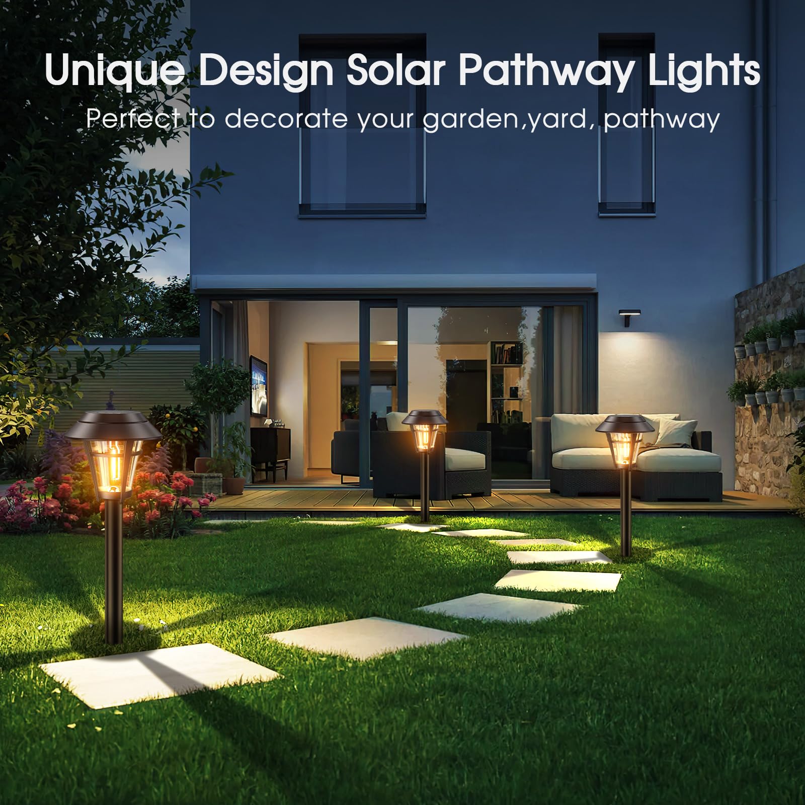 10 Pack Solar Pathway Lights Outdoor Waterproof - Auto On/Off Solar Powered Garden Lights for Yard, Lawn, Patio, Walkway & Driveway | Perfect for Landscape Lighting, Evening Safety & Outdoor Decor