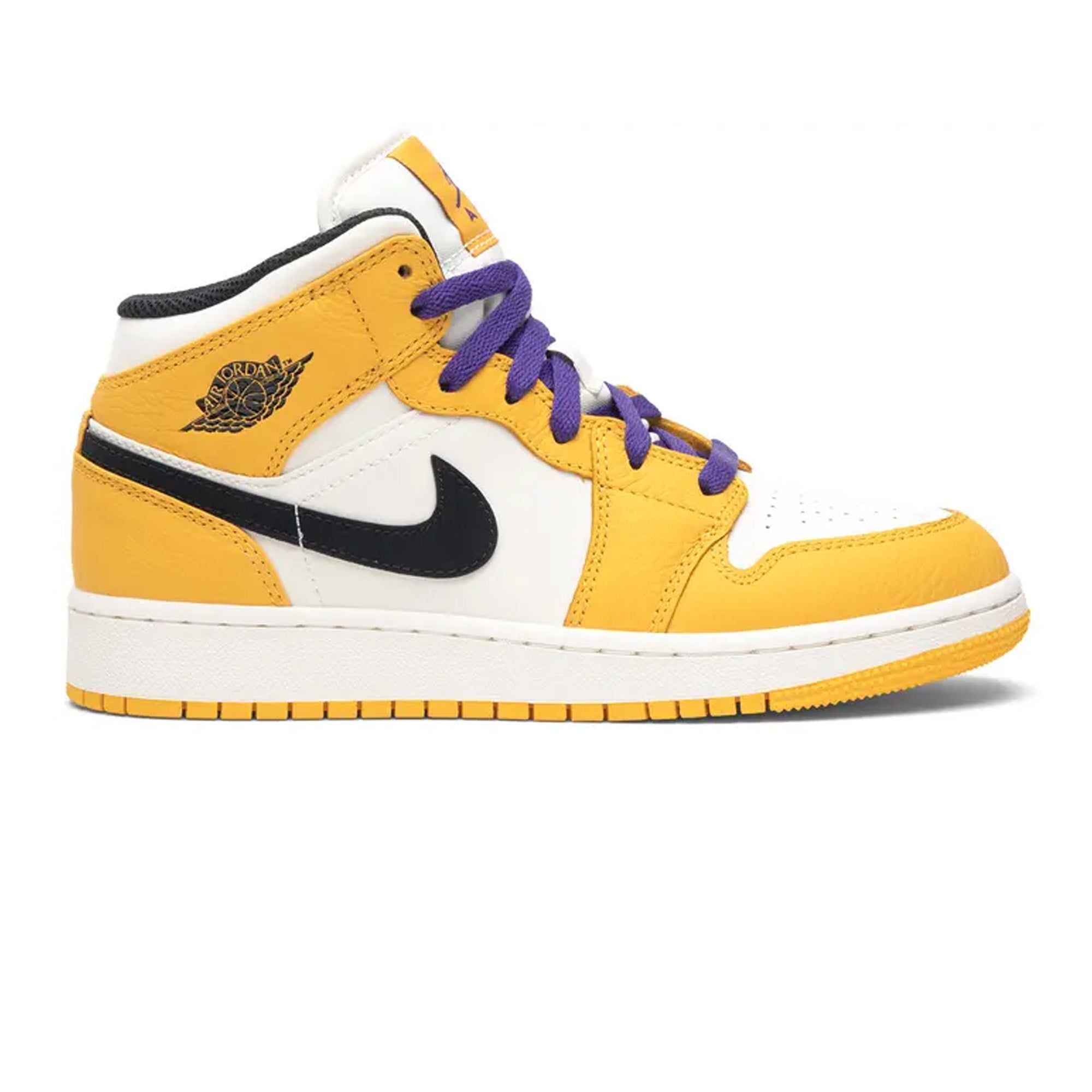 Air Jordan 1 Mid SE 'Lakers' GS Basketball Shoes - Purple & Gold Sneakers for Kids & Teens | Perfect for Basketball Games, Streetwear & Casual Outfits