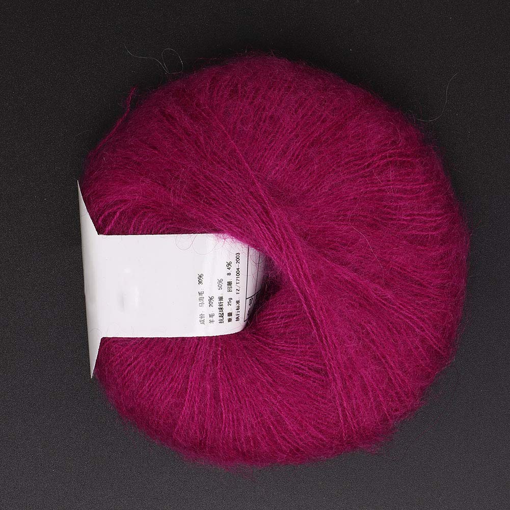 Premium Soft Mohair Angora Wool Yarn for Knitting & Crochet - Dark Red | DIY Handmade Scarves, Sweaters & Baby Blankets | Luxurious Crafting Material for Cozy Winter Projects