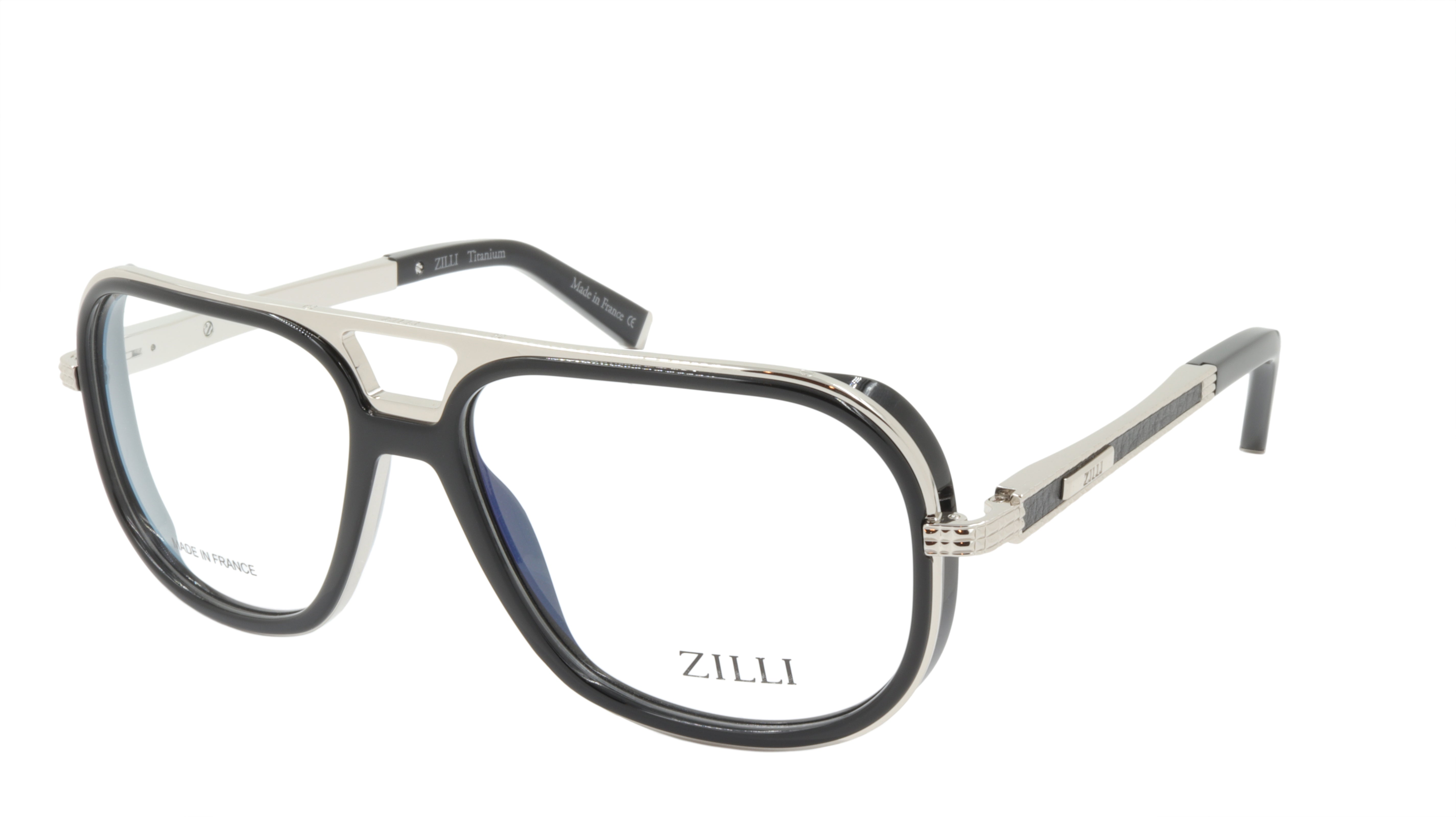 Premium ZILLI Eyeglasses Frame - Lightweight Titanium & Acetate with Genuine Leather Details | Made in France (Model ZI 60044 C06) | Perfect for Business, Reading & Fashion Accessories