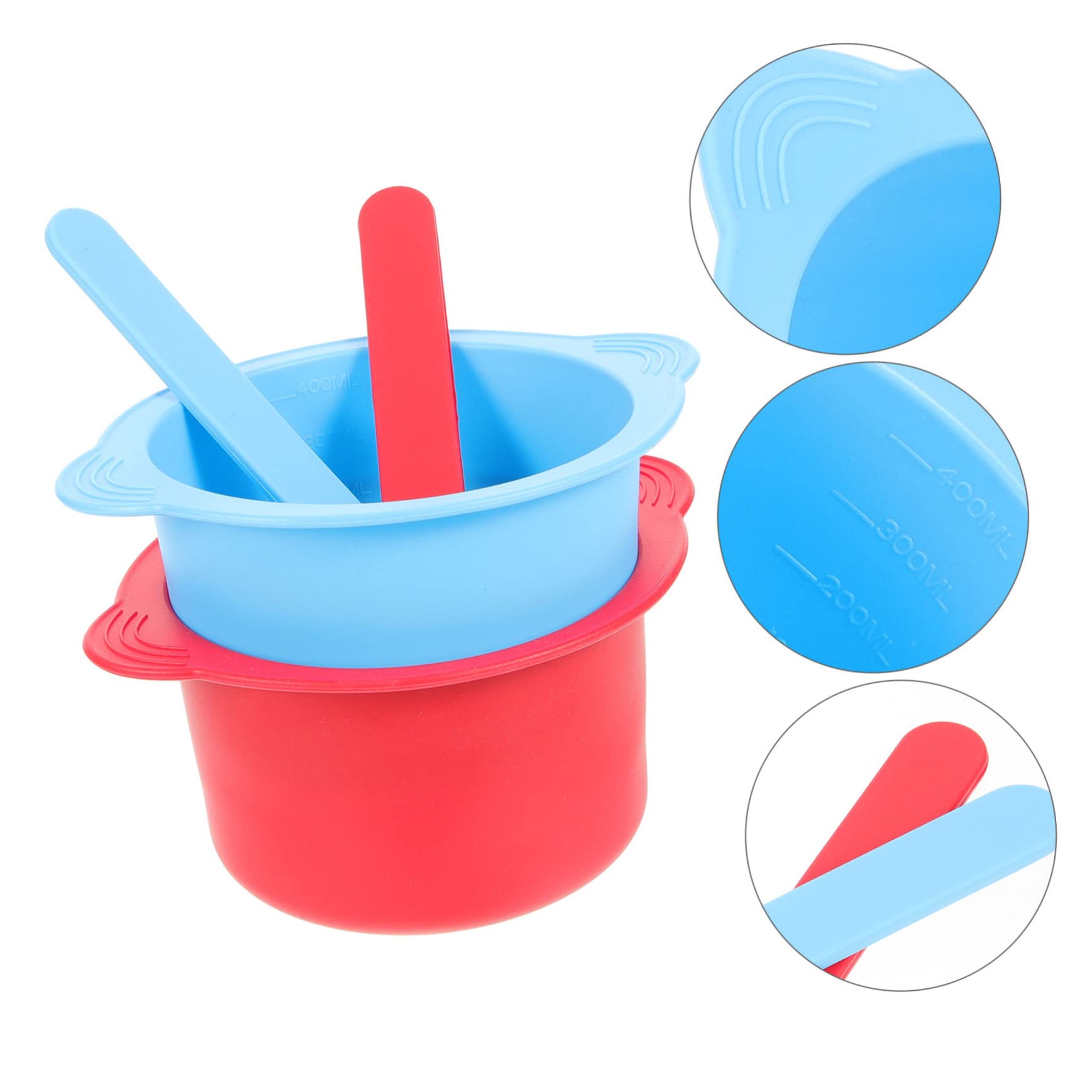 2-Pack Silicone Wax Melting Bowls with Non-Stick Spatula - Wax Warmer Pot, DIY Waxing Container, Mask Mixing Bowl & Scraper Set for Home Salon, Beauty Waxing, Candle Making & DIY Crafts
