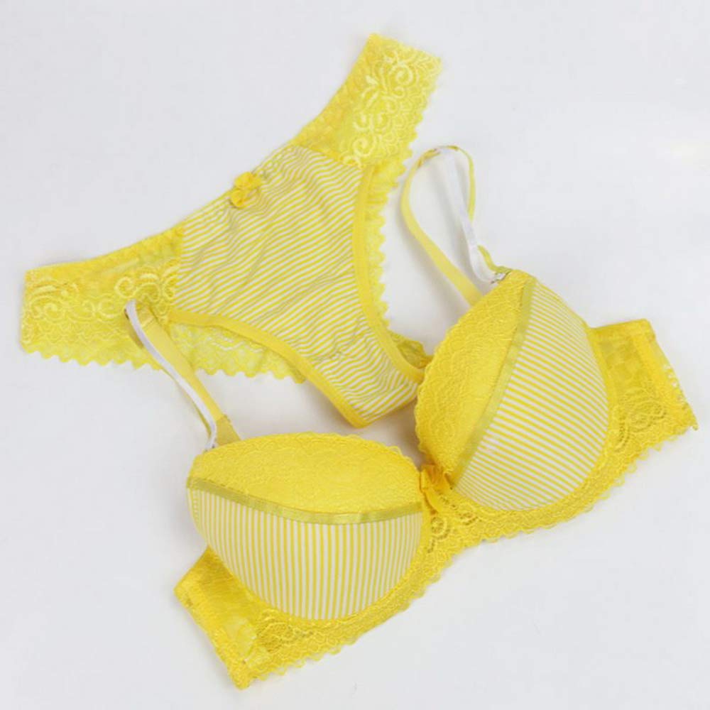 Swbreety Women's Lace Bra and Panty Set - Striped Lingerie with Bowknot & Underwire - Sexy Comfort for Everyday Wear, Date Night, and Special Occasions
