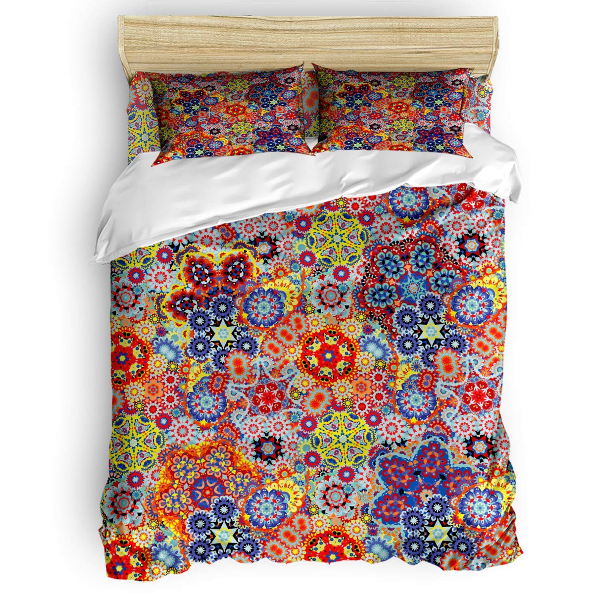 4-Piece Queen Size Paisley Floral Duvet Cover Set - Soft Bedding Set with Duvet Cover, Flat Sheet & Pillowcases for Kids, Teens & Adults - Perfect for Cozy Bedrooms, Guest Rooms & Dorm Decor