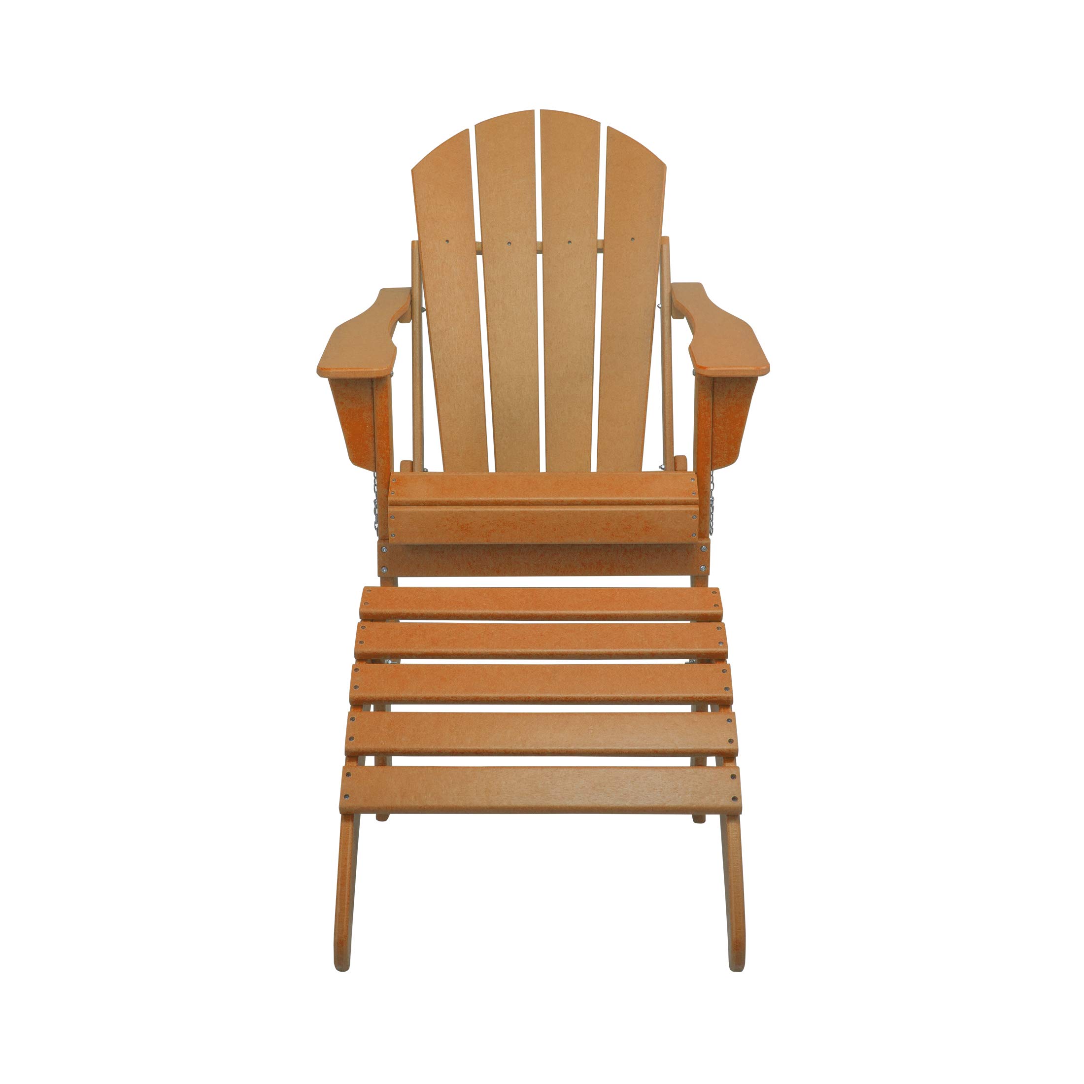 WestinTrends Malibu 2-Piece Outdoor Lounge Chair Set with Ottoman - All-Weather Poly Lumber Adirondack Chairs for Patio, Poolside, Garden, Backyard & Beach - Foldable Orange Outdoor Furniture for Relaxation