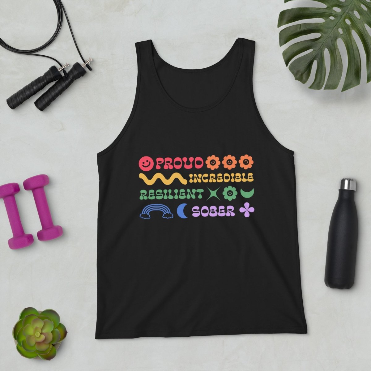 Rainbow Resilience Men's Tank Top - Sober & Proud Pride Apparel for Recovery & LGBTQ+ Support - Perfect for Pride Events, Gym Workouts and Summer Outfits