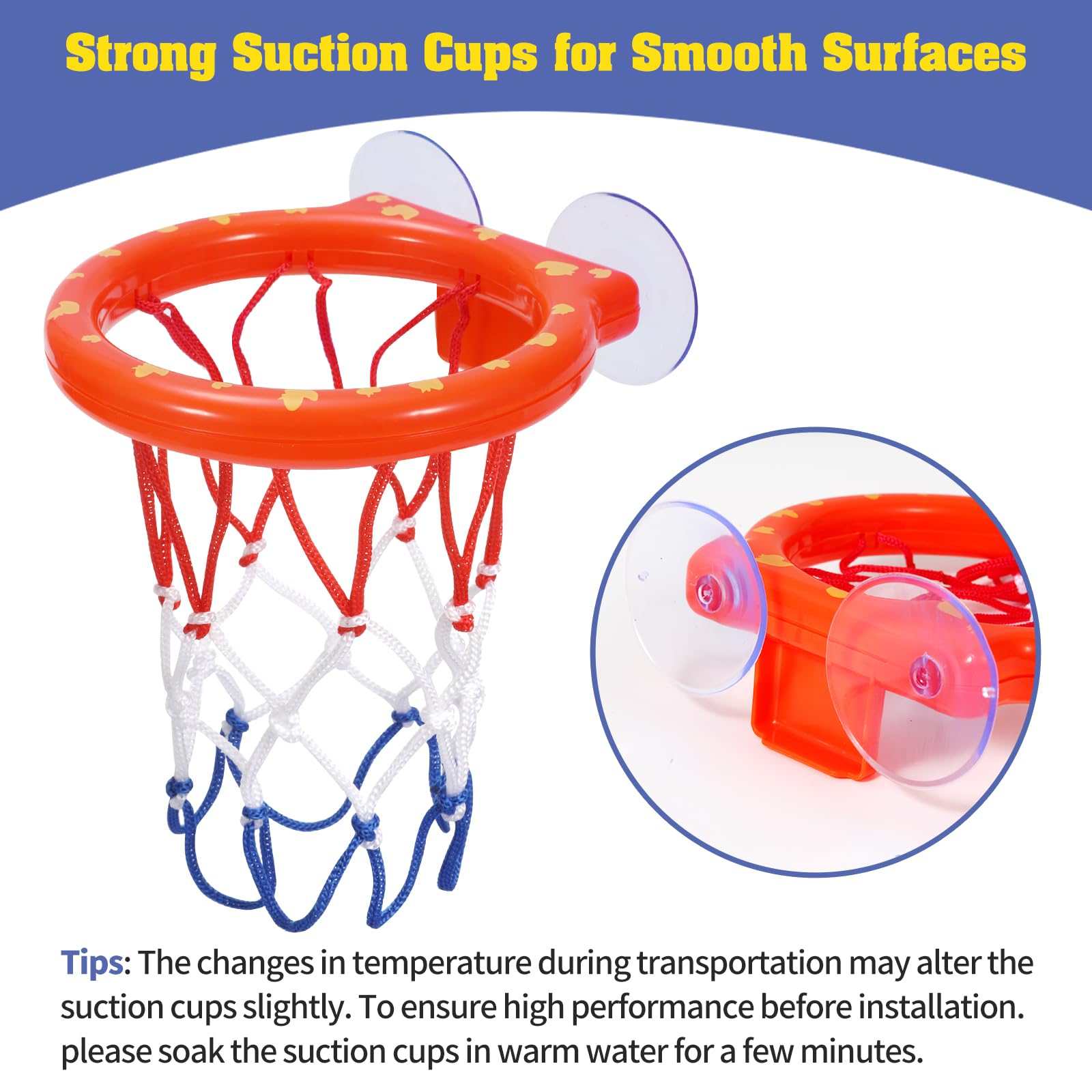 **Bathtub Basketball Hoop for Kids - Suction Cup Bath Toy Set with 4 Soft Balls - Fun Shower Toys for Toddlers Ages 4-8 - Perfect for Boys & Girls Bath Time Play**