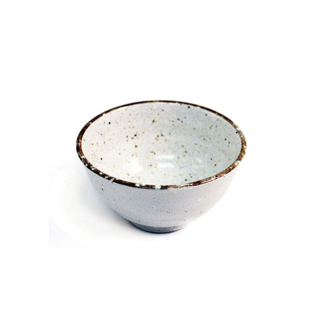 Premium Ivory Rice Bowl Chawan with Elegant Brown Trim - 11 fl oz (4.72