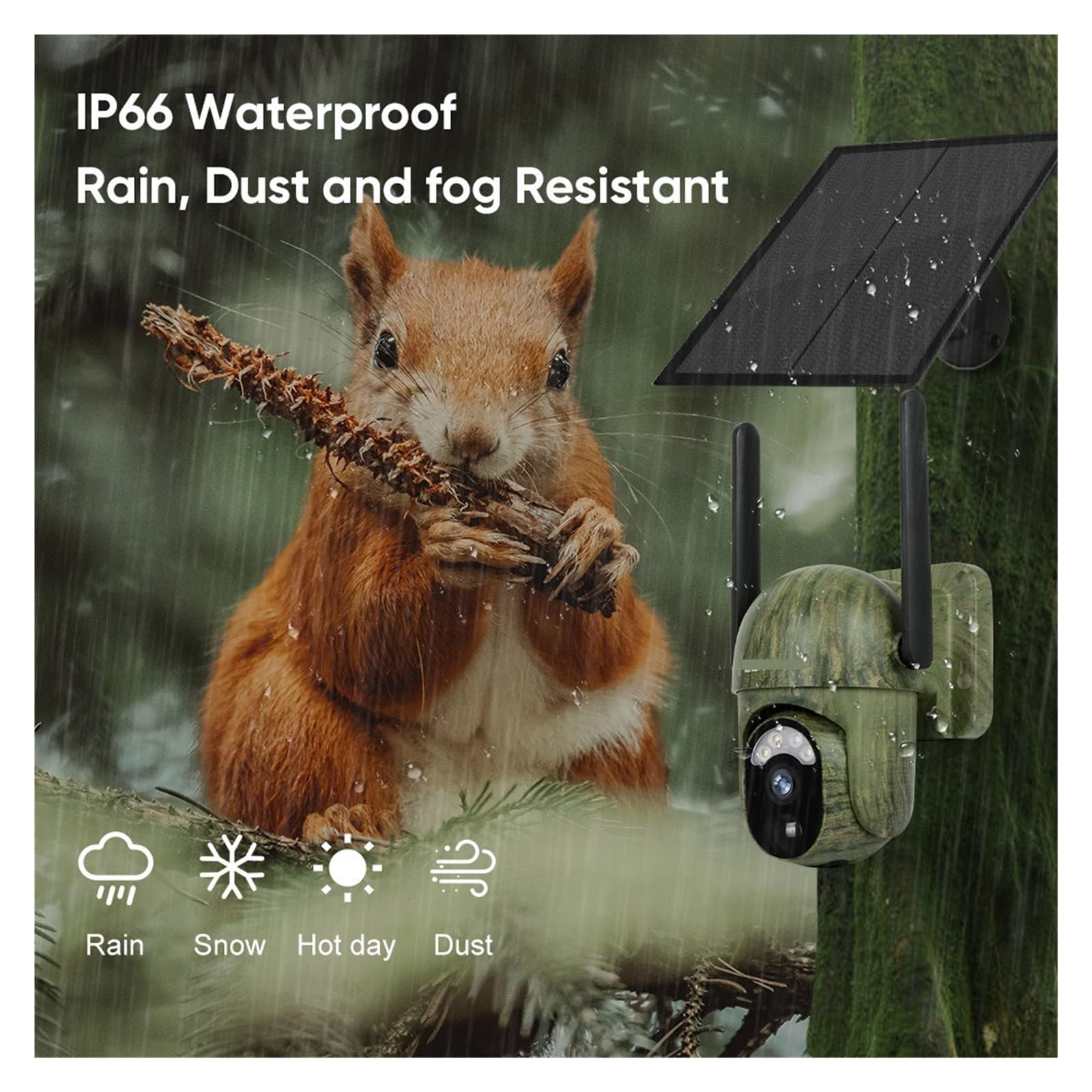 4G Solar Security Camera Outdoor 2K 4MP - Wireless WiFi Solar Powered Camera with Human/Animal Detection, IP66 Waterproof, 128GB Storage - Ideal for Home Security, Farm Monitoring & Remote Property Surveillance