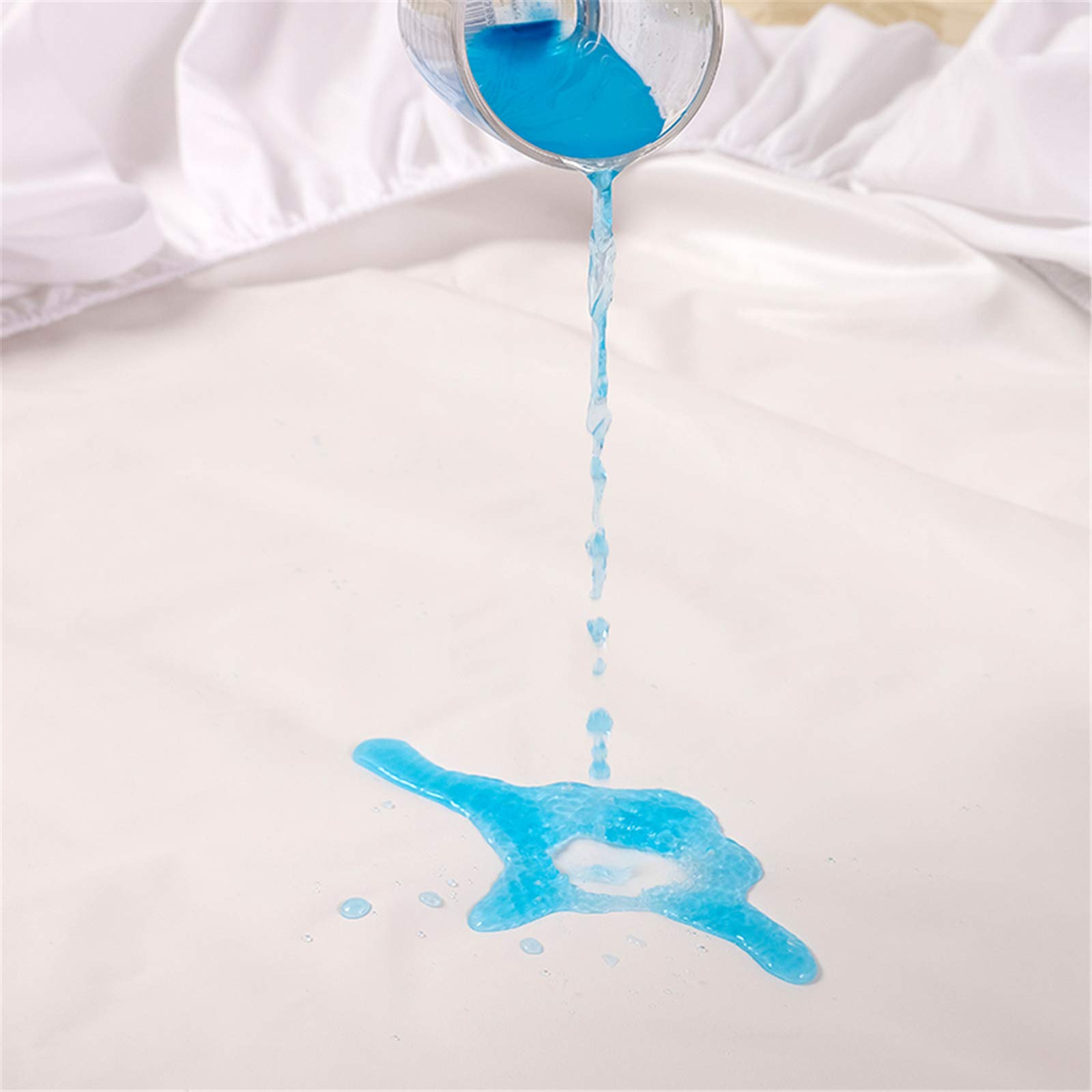 **Waterproof Queen Mattress Protector - Zippered Encasement, Hypoallergenic & Absorbent Bed Bug Proof Cover (Blue) - Ideal for Allergy Sufferers & Pet Owners**