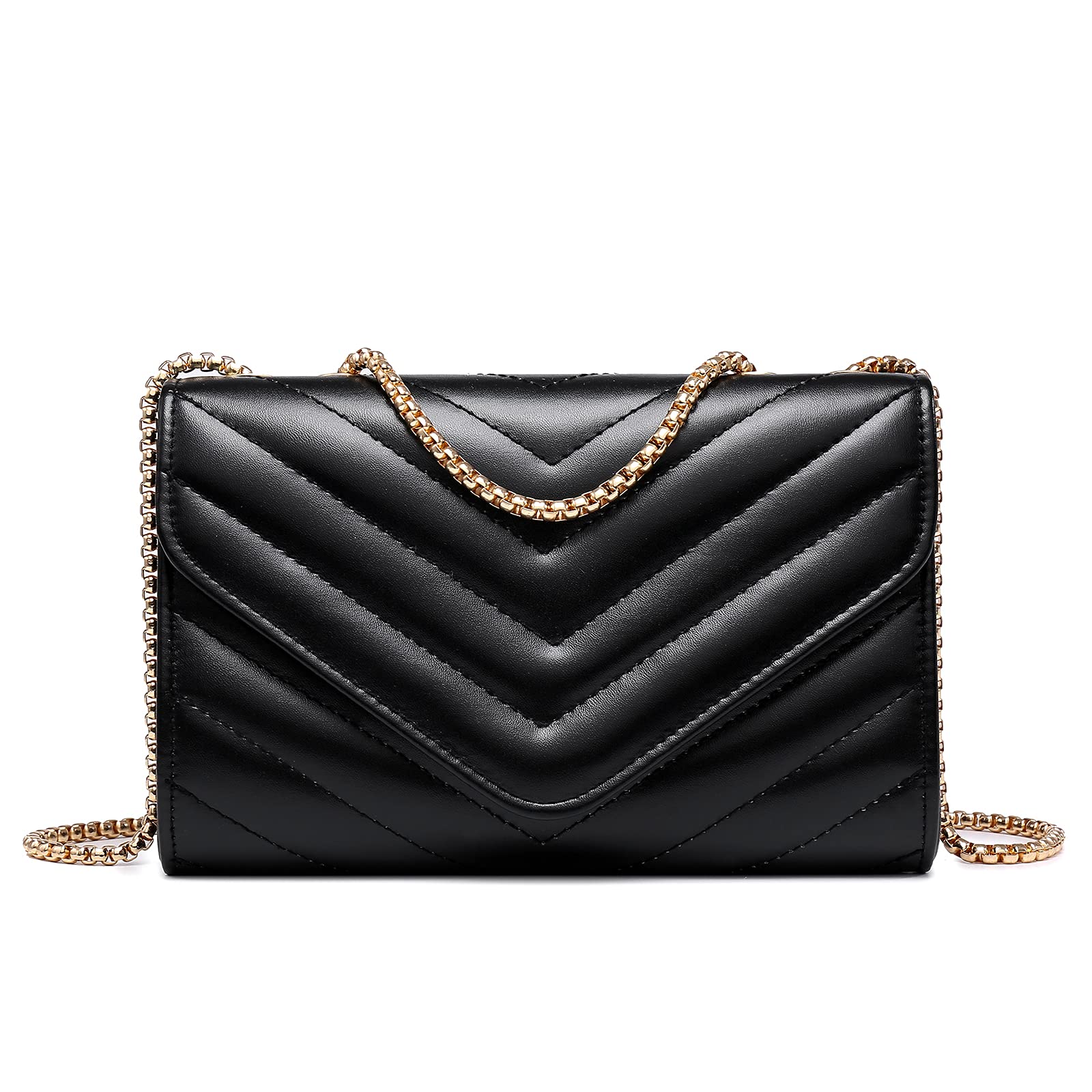 Stylish Dasein Women's Small Quilted Crossbody Bag - Designer Evening Clutch Purse with Chain Shoulder Strap | Perfect for Parties, Date Nights & Formal Events