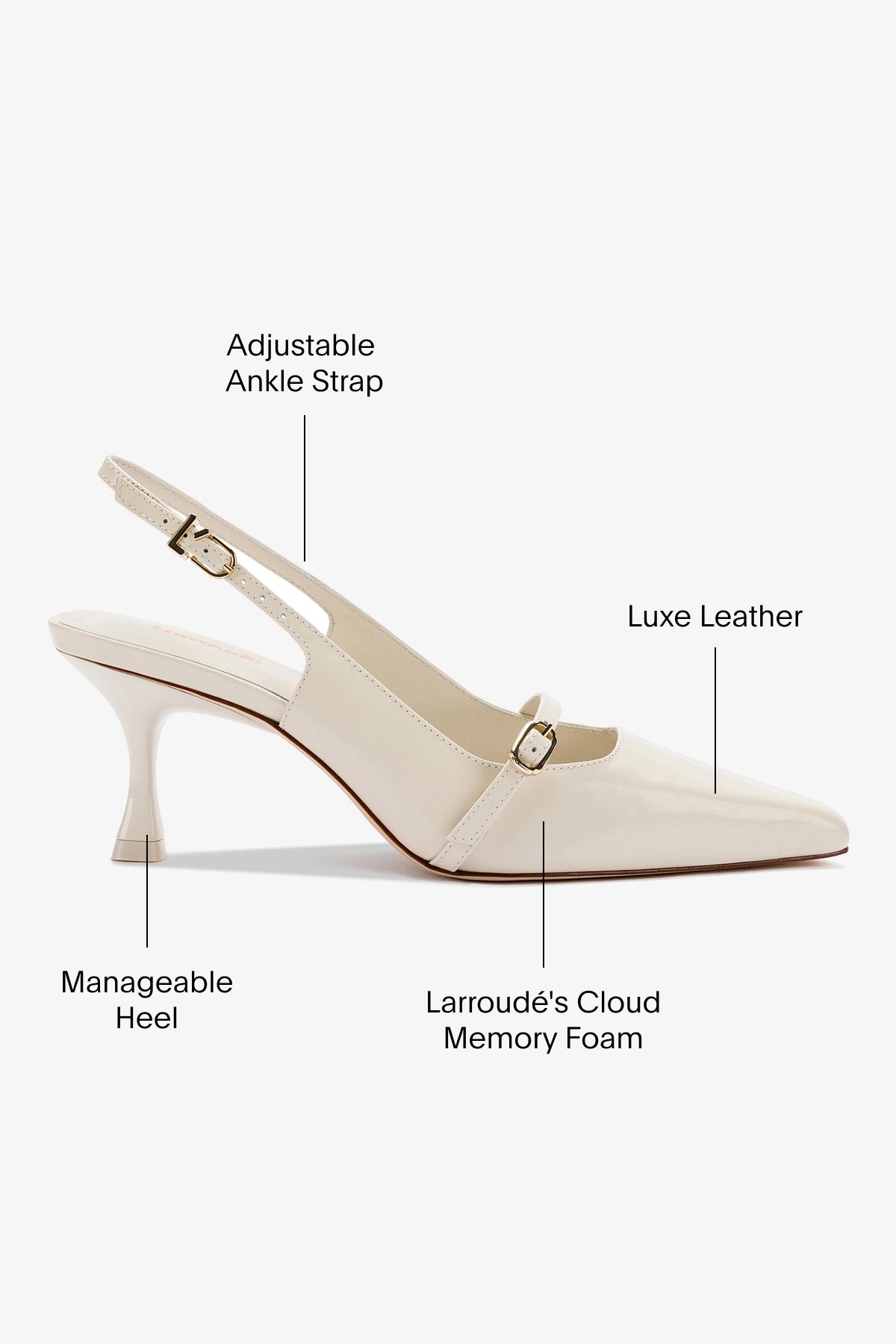 Ines Pump Ivory Leather Women's Dress Shoes - Elegant Heels for Weddings, Parties & Office Wear