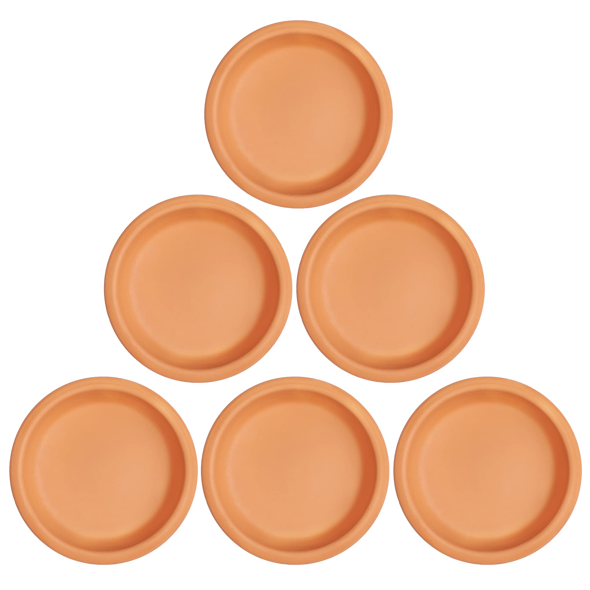 YISHANG 4.4 Inch Terra Cotta Plant Saucers - Set of 6 Durable Thick Clay Pot Drip Trays for Indoor/Outdoor Flower Pots & Planters | Perfect for Home Garden, Patio Decor & Plant Drainage