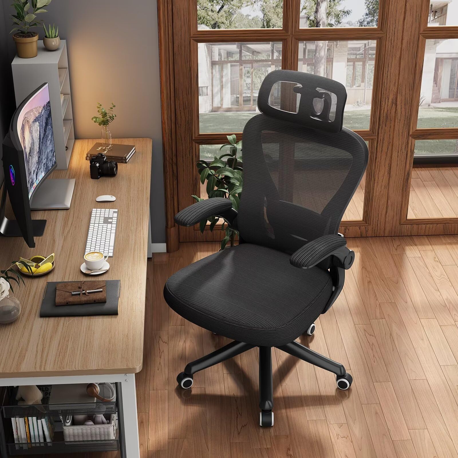 Ergonomic Office Chair M903 - High Back Mesh Computer Chair with Adjustable Lumbar Support, Headrest & Wheels - Comfortable Desk Chair for Home Office, Gaming & Workspace (Black)
