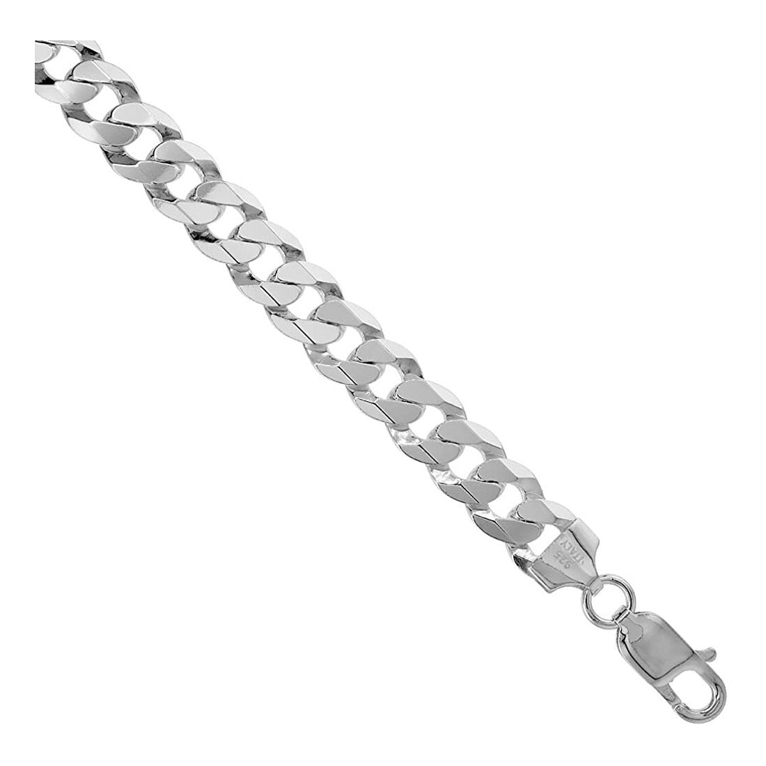 14MM 300 Flat Pave Curb Chain .925 Solid Sterling Silver Necklace - Sizes 8 to 30 Inches - Perfect for Layering, Gift Giving & Everyday Elegance