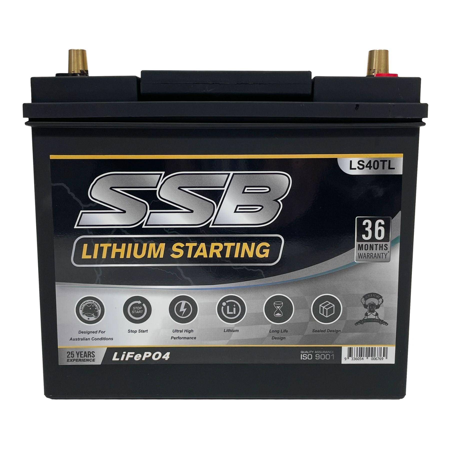 SSB 12V 40Ah 1000CCA Lithium Starting Battery - High Performance Lithium Ion Car Battery for Trucks, RVs, Boats & Powersports - Cold Cranking Power for Reliable Engine Starts in Extreme Weather