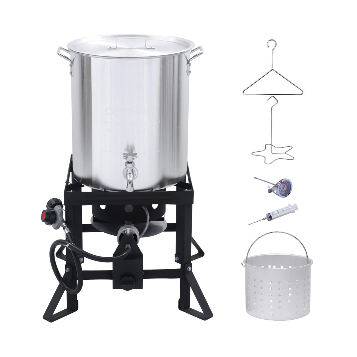 Red Mountain Valley 36-Quart Outdoor Camping Fryer with Drain Valve & Timer - Perfect for Turkey, Wings, Fish & Seafood - Heavy Duty Large Outdoor Cooking Equipment for Backyard, Picnics & Tailgating