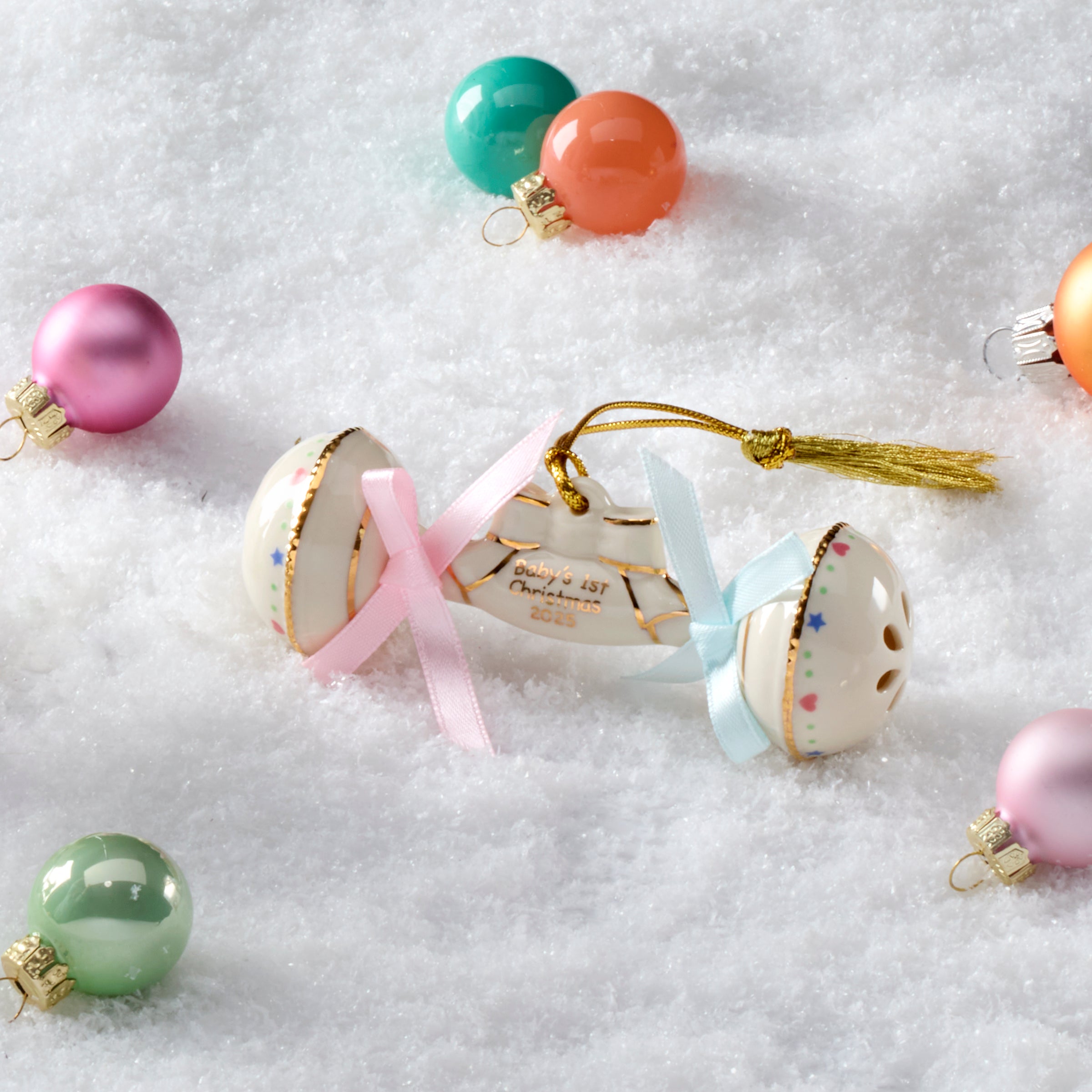 2025 Baby's First Christmas Rattle Ornament - Personalized Keepsake for Newborn's First Holiday - Perfect for Tree Decor, Gift Giving & Memory Making