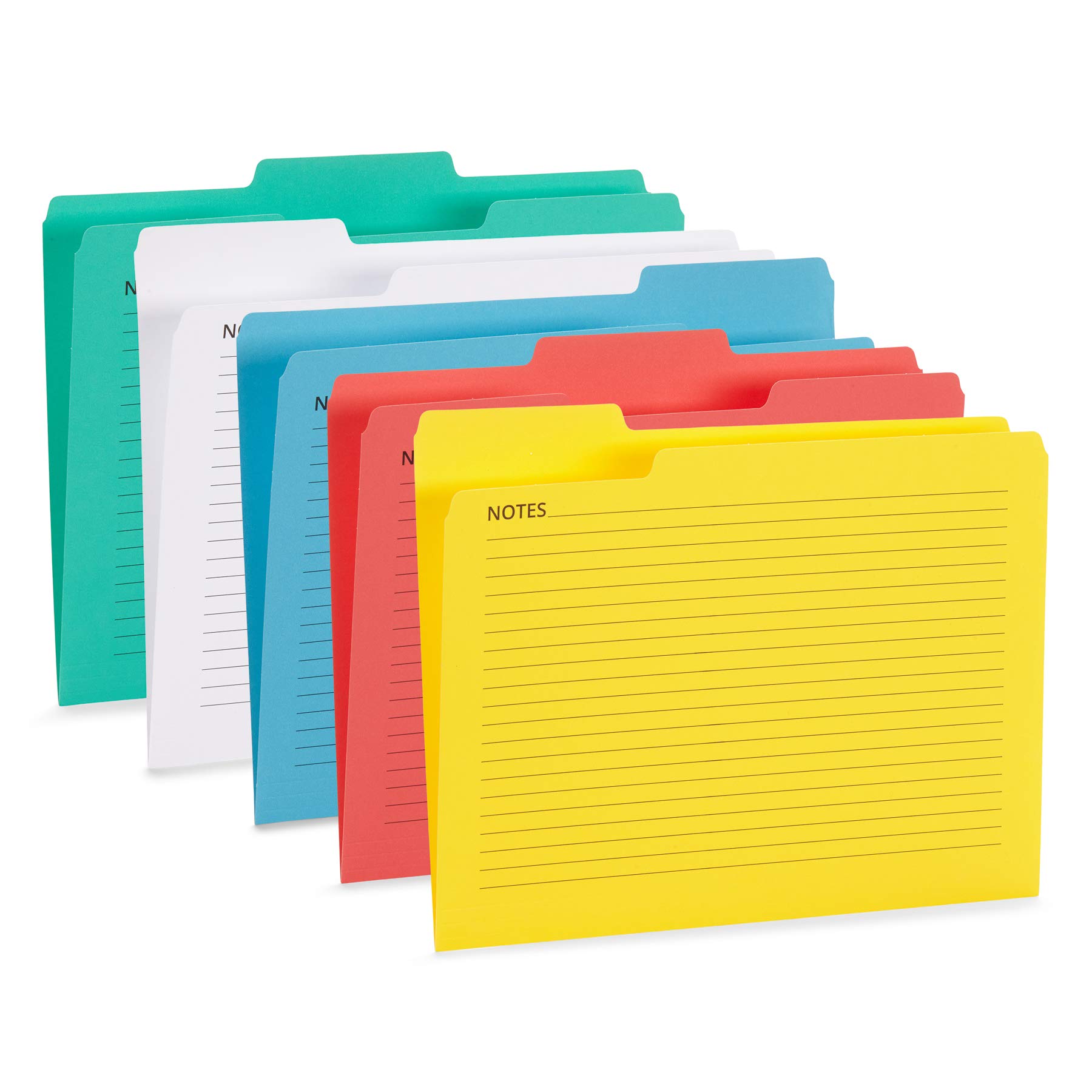 Blue Summit Supplies 25-Pack Letter Size File Folders - Assorted Colors, 1/3 Cut Tab Top with Lines for Easy Labeling | Perfect for Office Organization, School Projects & Home Document Storage