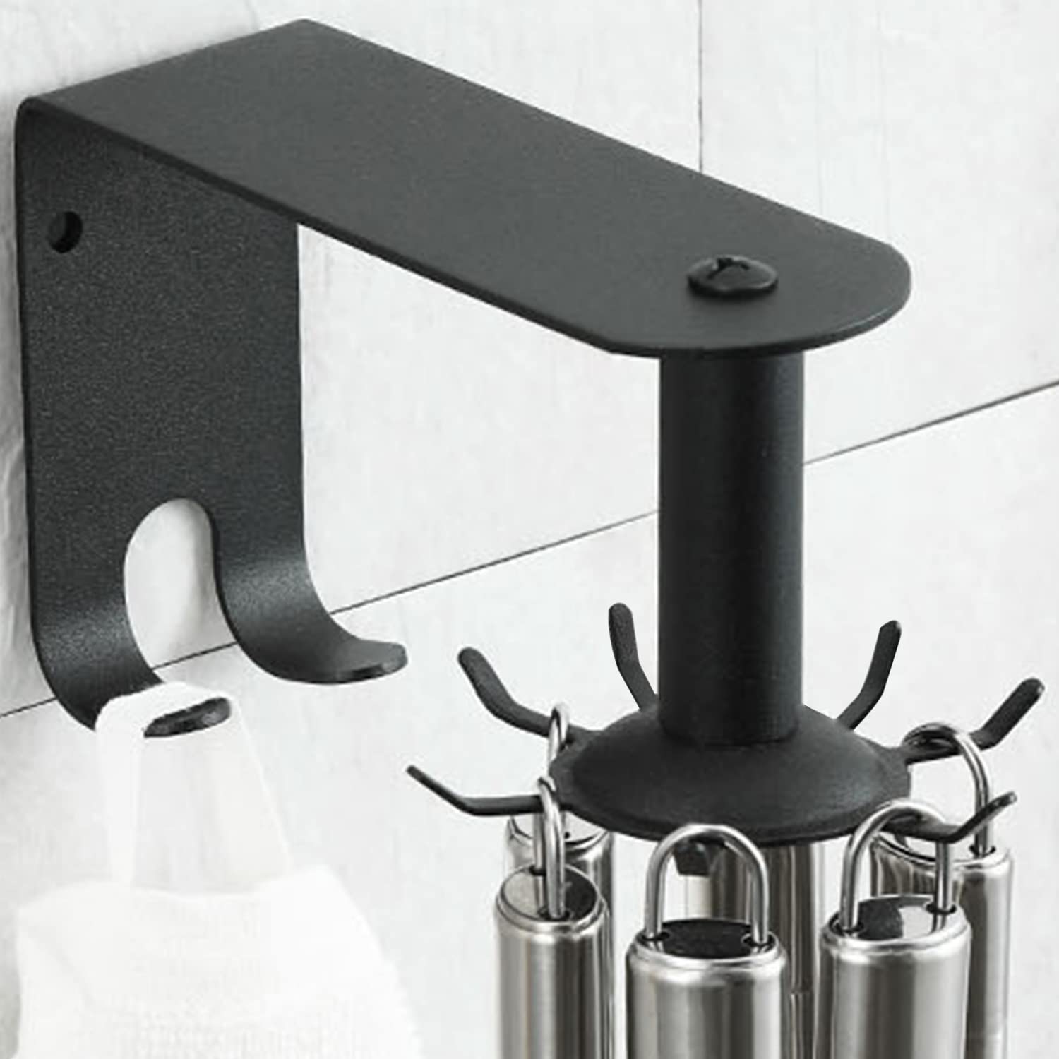 360° Rotatable Stainless Steel Hooks Rack - 10 Hooks for Kitchen, Bathroom & Cabinet Storage