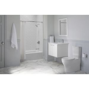 KOHLER LOURE® Vertical Toilet Paper Holder - Brushed Nickel Bathroom Tissue Roll Stand - Modern Wall-Mounted TP Dispenser for Home, Hotel & Office Restrooms
