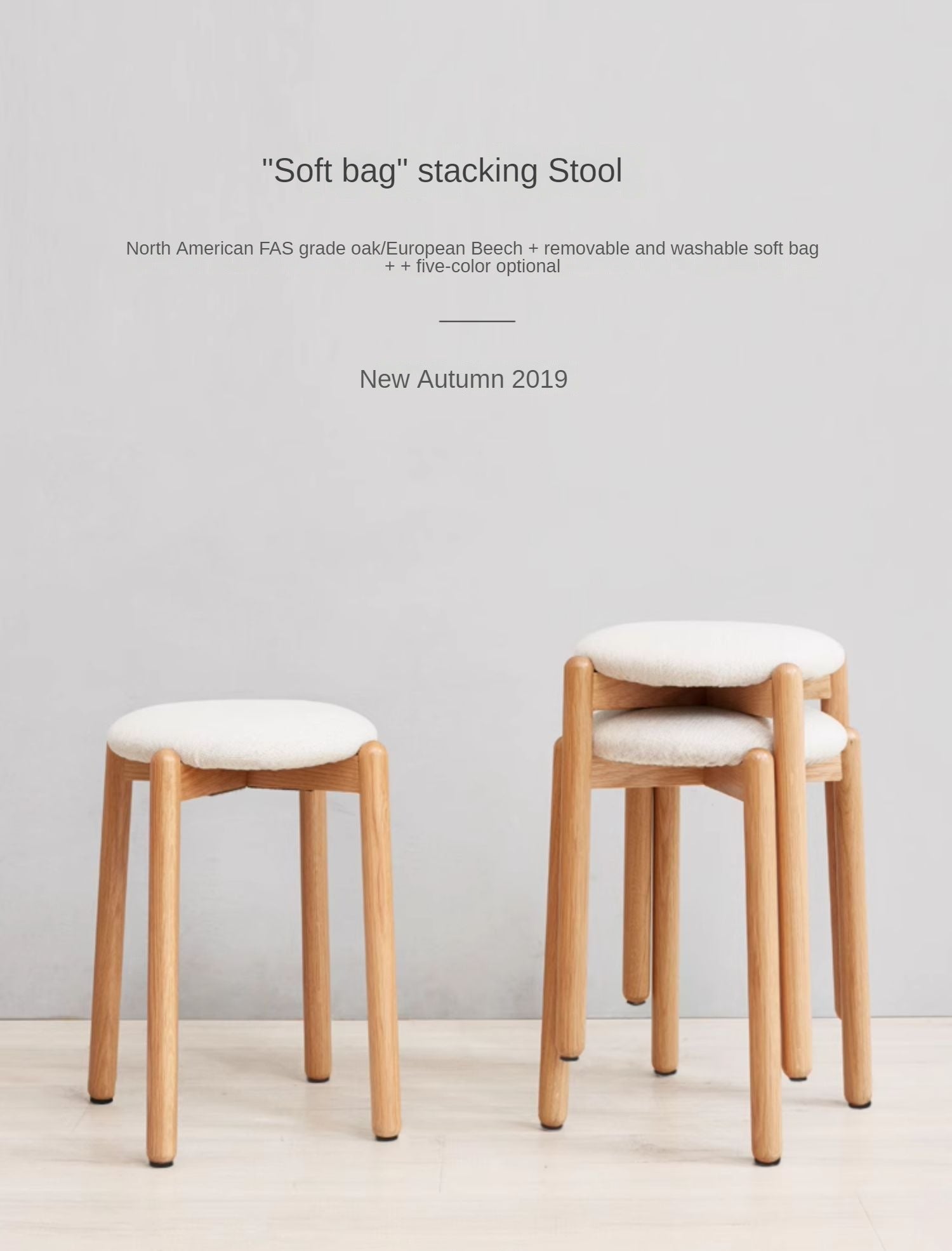 Solid Oak Wood Makeup Stool - Durable & Stylish Vanity Seat for Bedroom, Bathroom, or Dressing Room