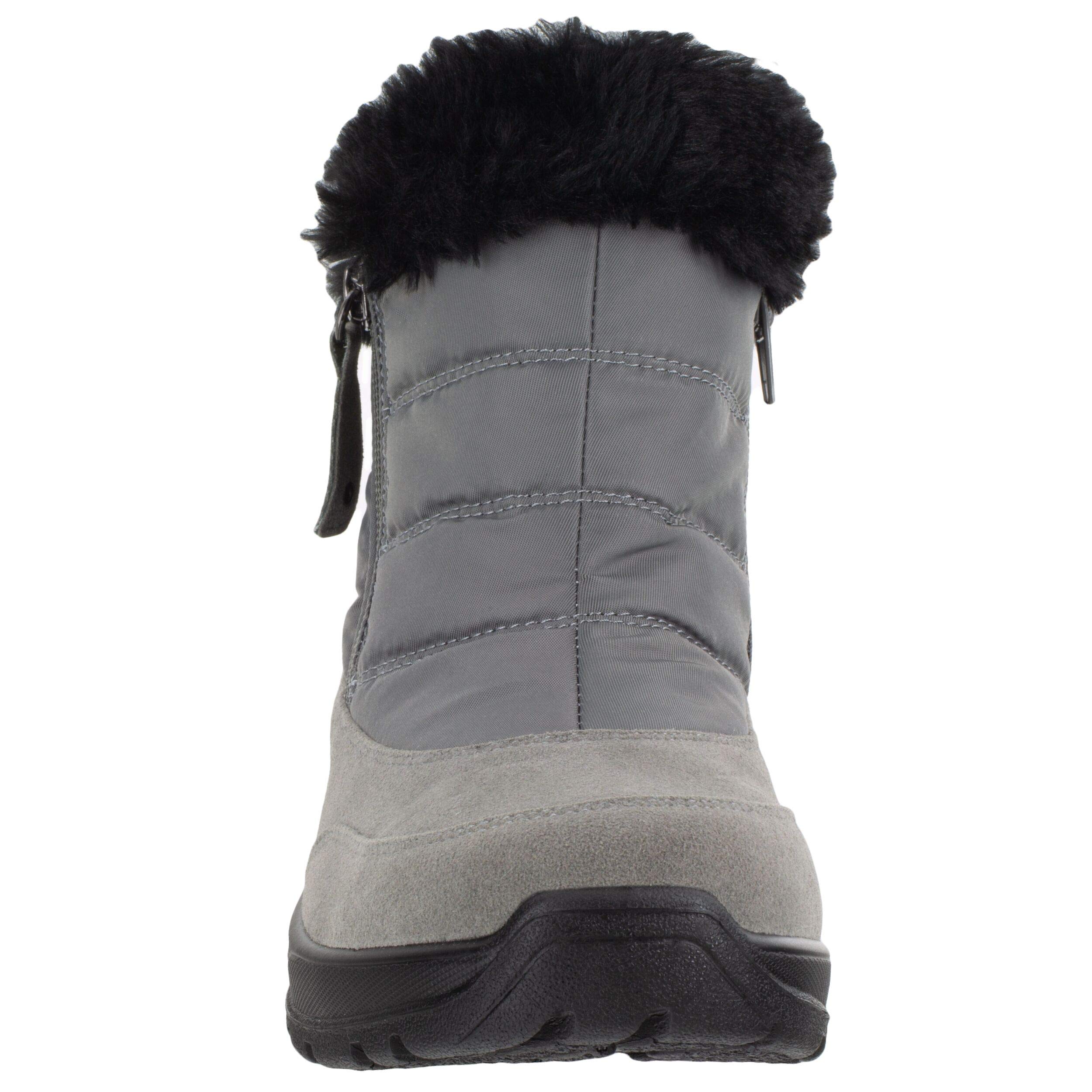Easy Street Women's Frosty Ankle Winter Snow Boots - Gray Size 9.5 Medium (B,M) - Warm Waterproof Boots for Snowy Weather & Outdoor Winter Activities