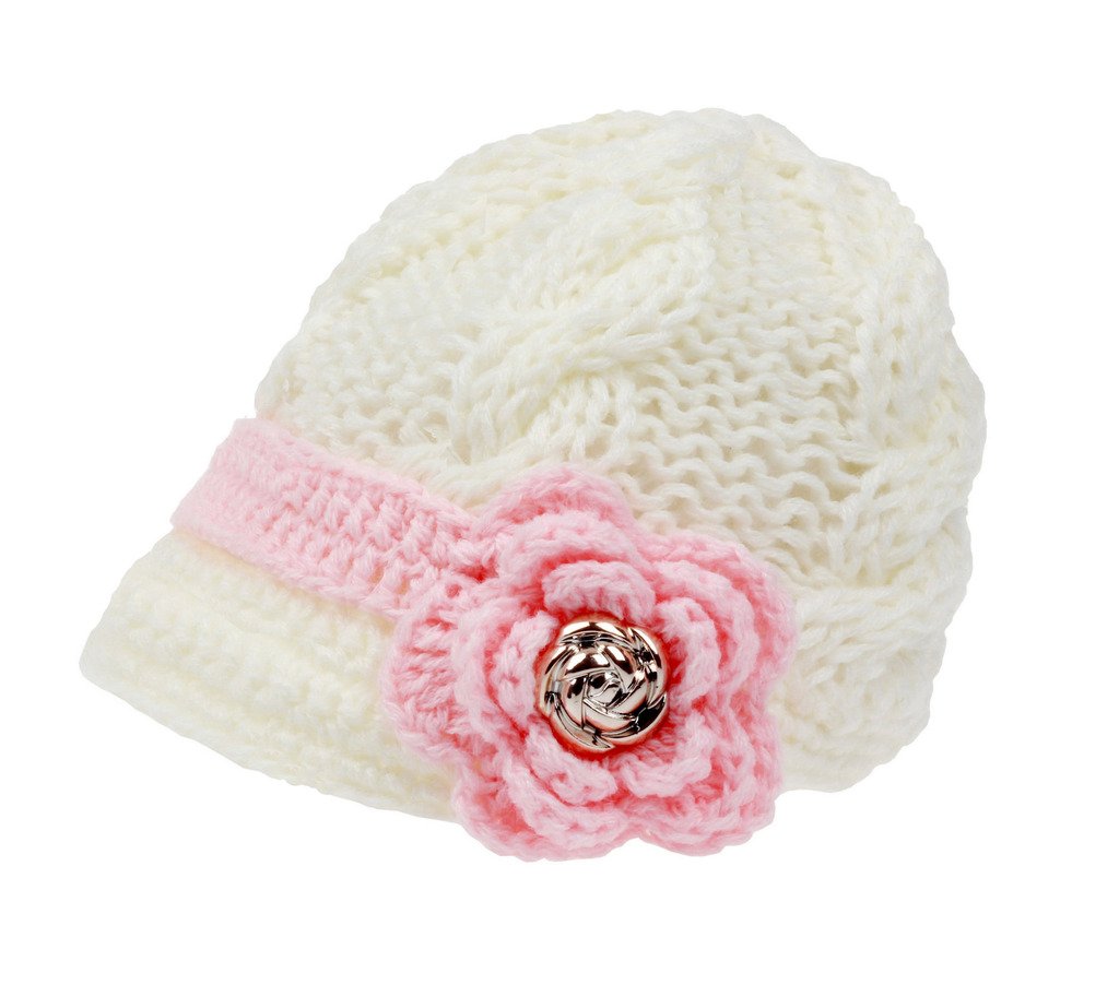Handmade Crochet Knit Brim Cap Hat for Newborn Baby Girls - Soft & Comfortable Infant Beanie for Toddlers - Perfect for Photoshoots, Outings & Special Occasions