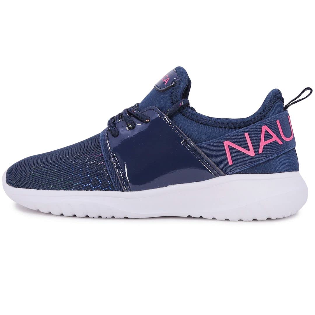 Nautica Kids Girls Metallic Fashion Sneakers - Lace-Up Athletic Running Shoes for Toddler, Little Kid & Big Kid | Lightweight & Comfortable for School, Play & Sports Activities