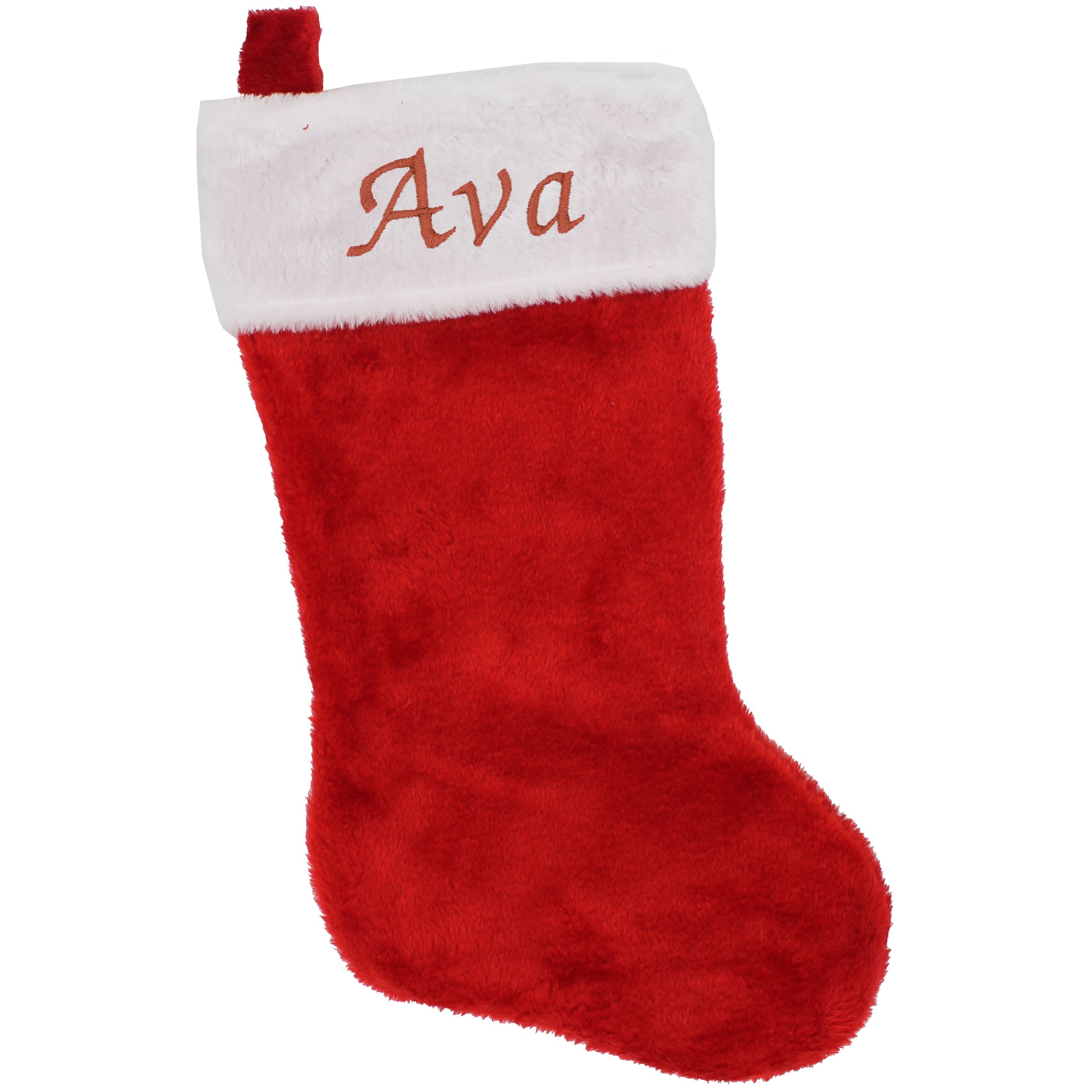 Personalized Christmas Stocking with Name - Classic Red & White Embroidered Xmas Stocking for Kids, Adults, Family - Perfect for Fireplace Mantel, Holiday Decor, Gift Giving