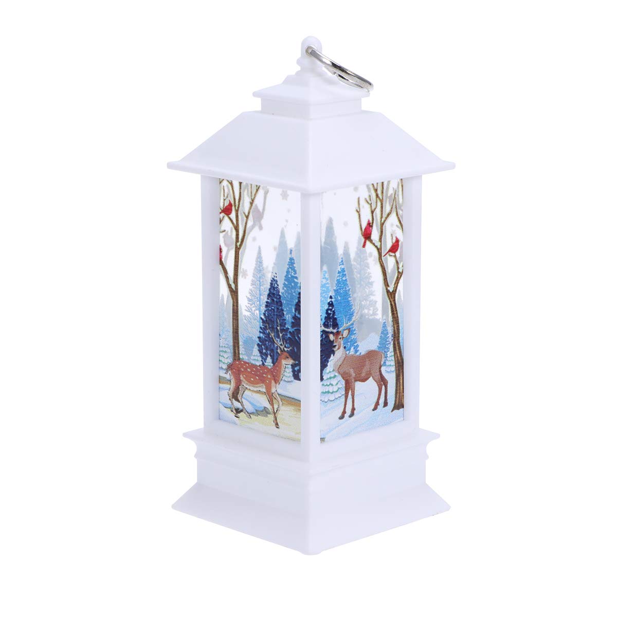 SEWACC Battery Operated LED Christmas Candle Lantern - Elk Design Holiday Table Decor for Home, Party, Winter Decoration - Perfect for Fireplace, Mantel, Dining Table & Gift Giving