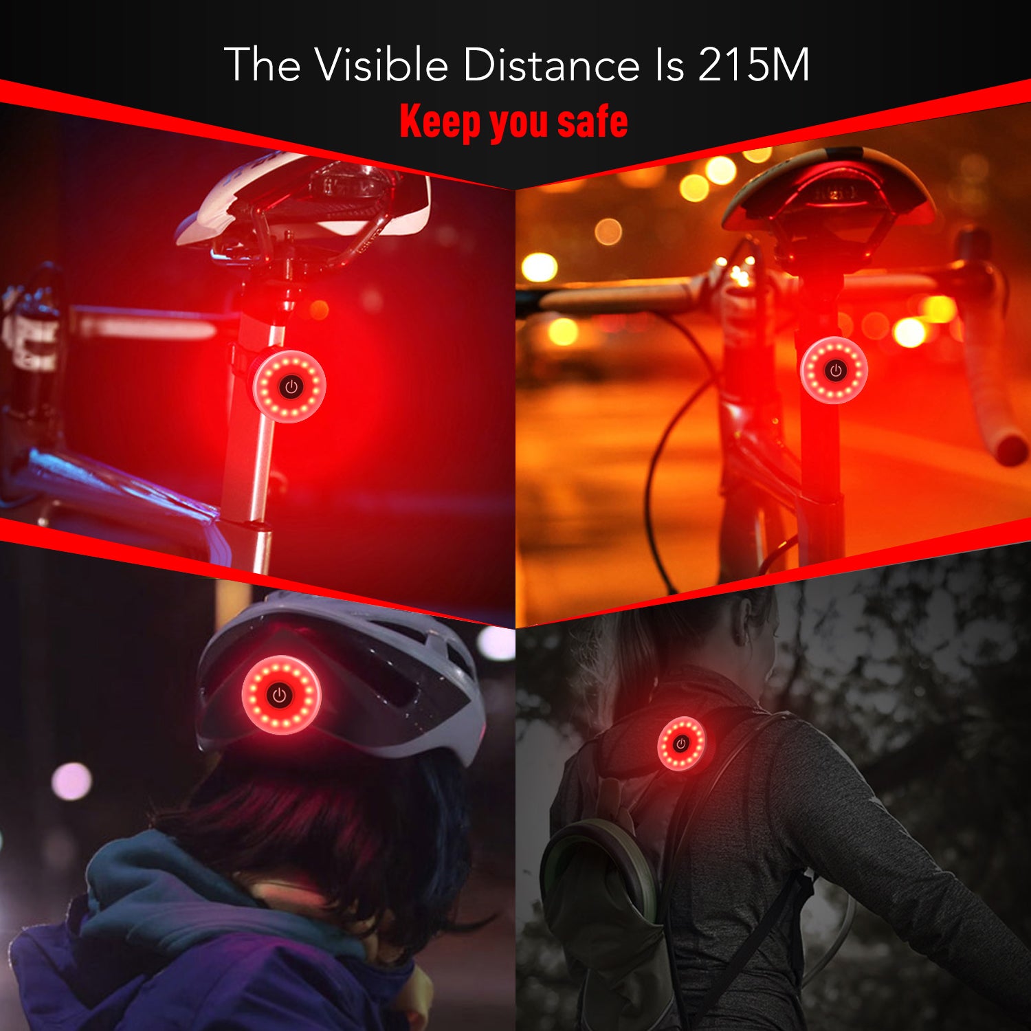 Rechargeable Bike Tail Light with 5 LED Modes, IPX5 Waterproof - Perfect for Night Cycling, Commuting & Outdoor Adventures on Bicycles, Helmets & Scooters - LEC500