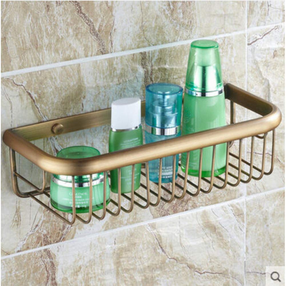 Elegant Brass Wall-Mounted Bathroom Shelf - Bronze Finish Storage Basket & Soap Holder Rack (30cm) - Perfect for Small Bathrooms, Vanity Organizers & Spa-Style Decor