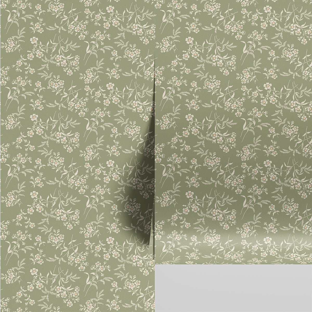 Sage Camille Floral Wallpaper - Peel and Stick Removable Wallpaper for Bedroom, Nursery, Living Room Decor | Self-Adhesive Home Wall Covering