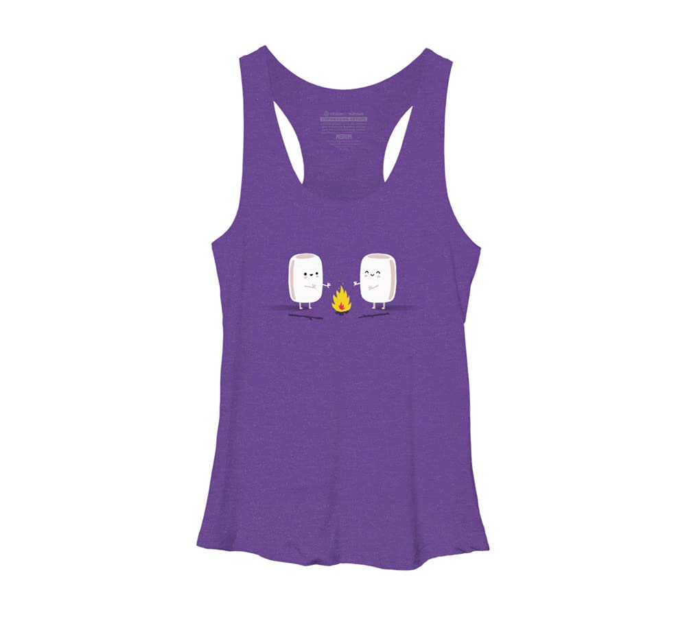 Design By Humans Women's Marshmallows Graphic Racerback Tank Top - Soft Cotton Casual Summer Tops for Women - Perfect for Beach Outings, Gym Wear & Everyday Fashion