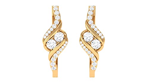 1 CT Round Cut Moissanite Hoop Earrings for Women - 14K Solid Gold Certified Bypass & J Hoop Earrings | Elegant Gift for Anniversary, Wedding, or Everyday Wear