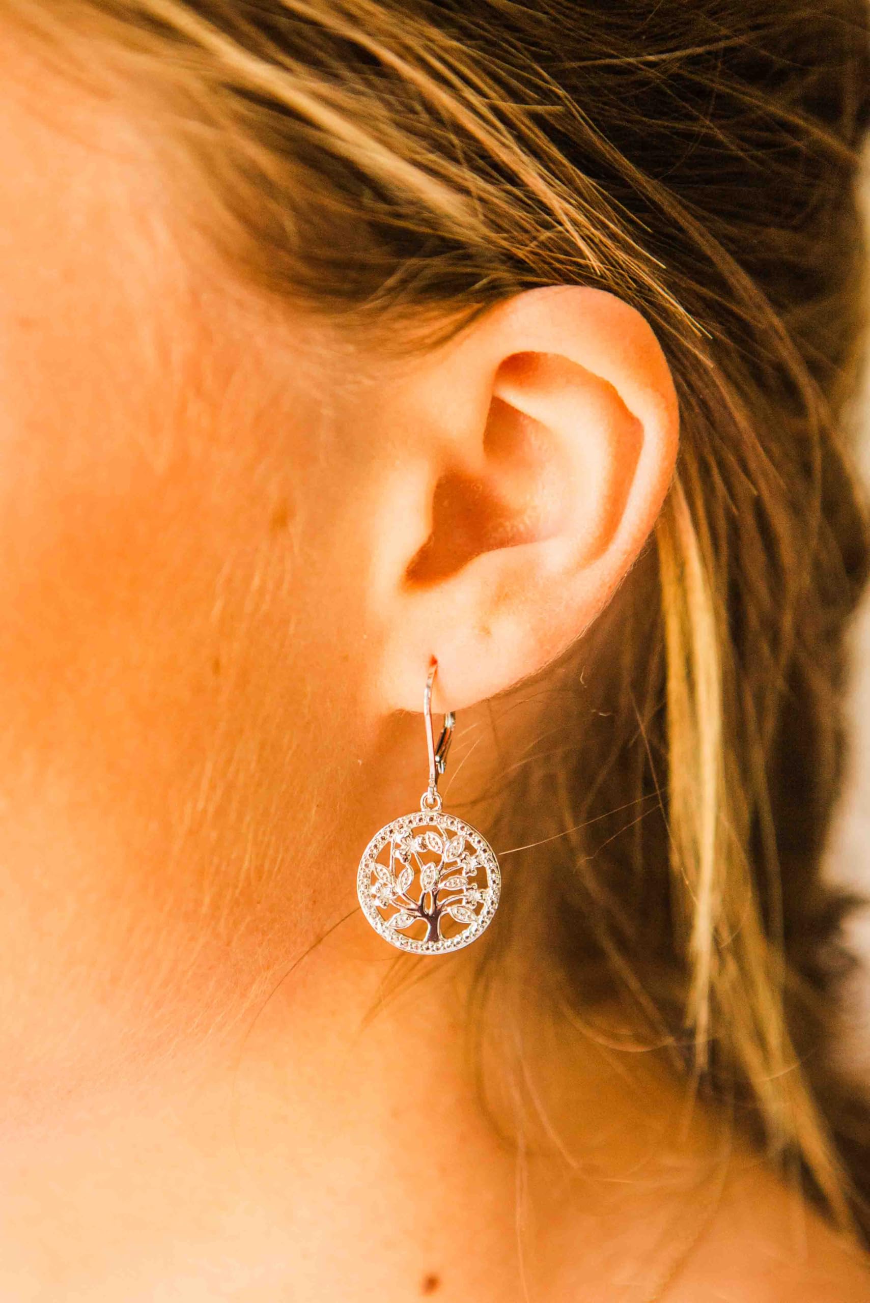 Sterling Silver Circle Tree Earrings for Women - Dainty Boho Nature-Inspired Jewelry - Perfect for Everyday Wear, Gifts & Special Occasions