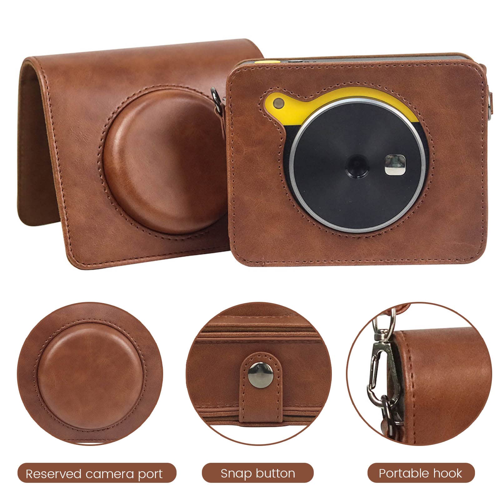 Kodak Mini Shot 3 Retro Instant Camera & Photo Printer Protective Case - PU Leather Cover with Adjustable Strap for Travel, Parties & Everyday Use