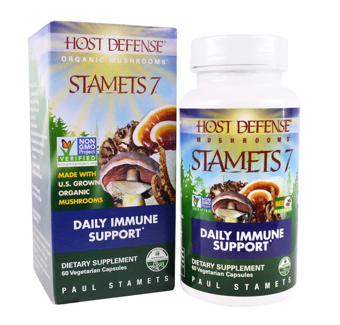 Stamets 7 Mushroom Supplement Capsules - Organic Immune Support & Brain Health Boost - Perfect for Daily Wellness Routine & Cognitive Enhancement