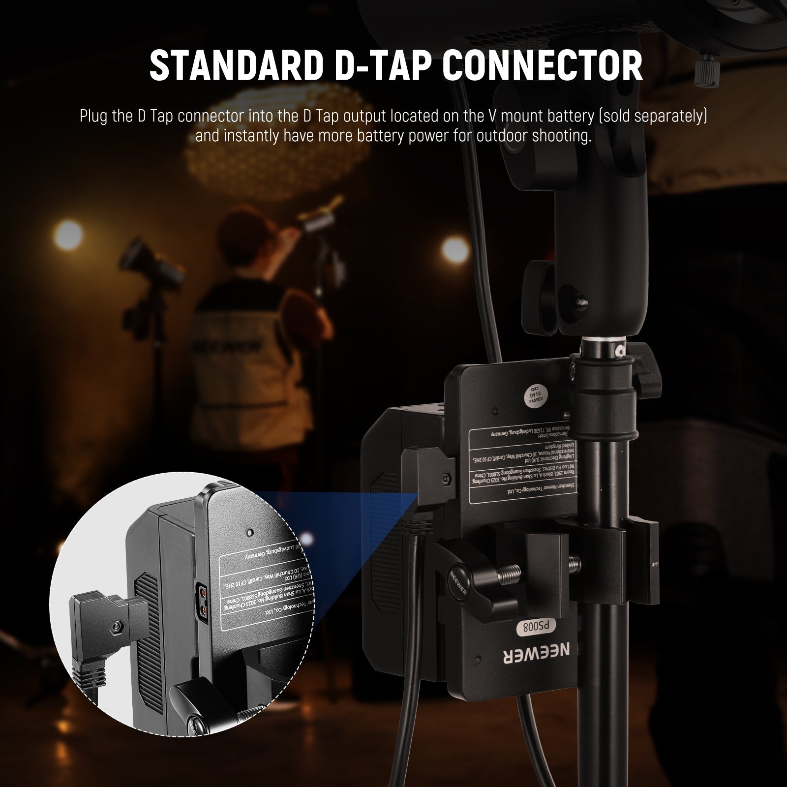 NEEWER NC011 D-Tap to 4-Pin XLR Power Cable for PL60C LED Video Light - Perfect for Studio Lighting, Photography & Film Production